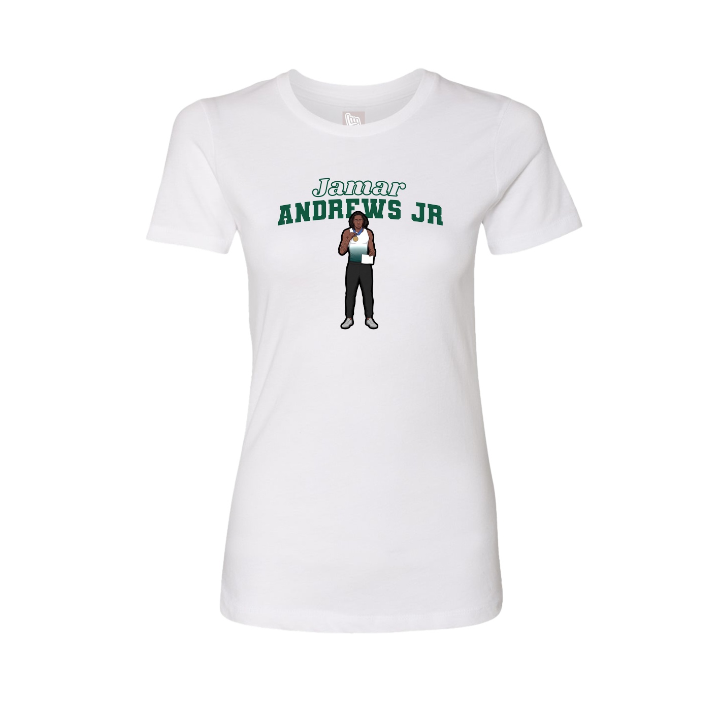 Fitted Women's Tee — Name Arch in White