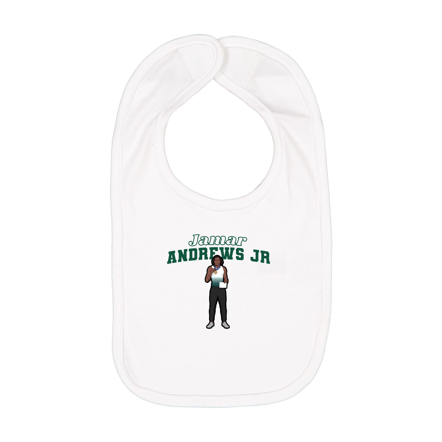 Infant Bib — Name Arch in White
