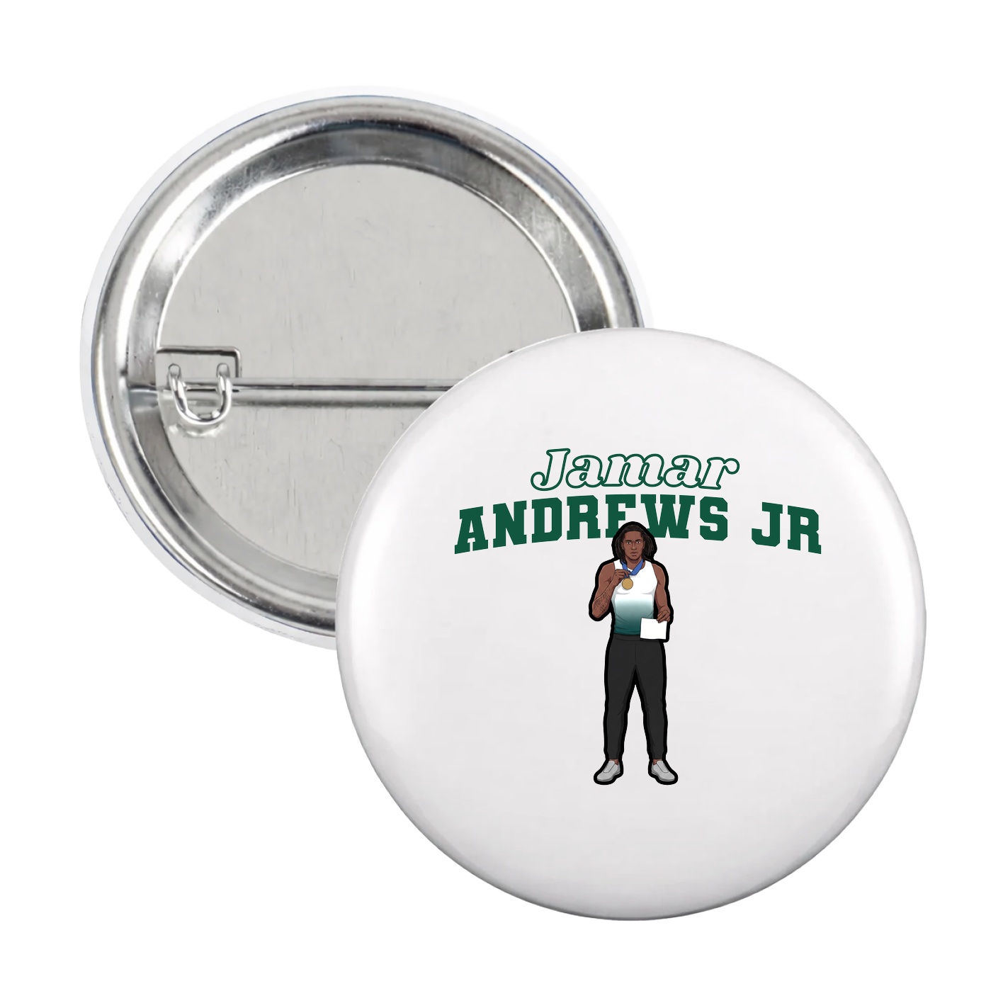Game Day Button — Name Arch in White