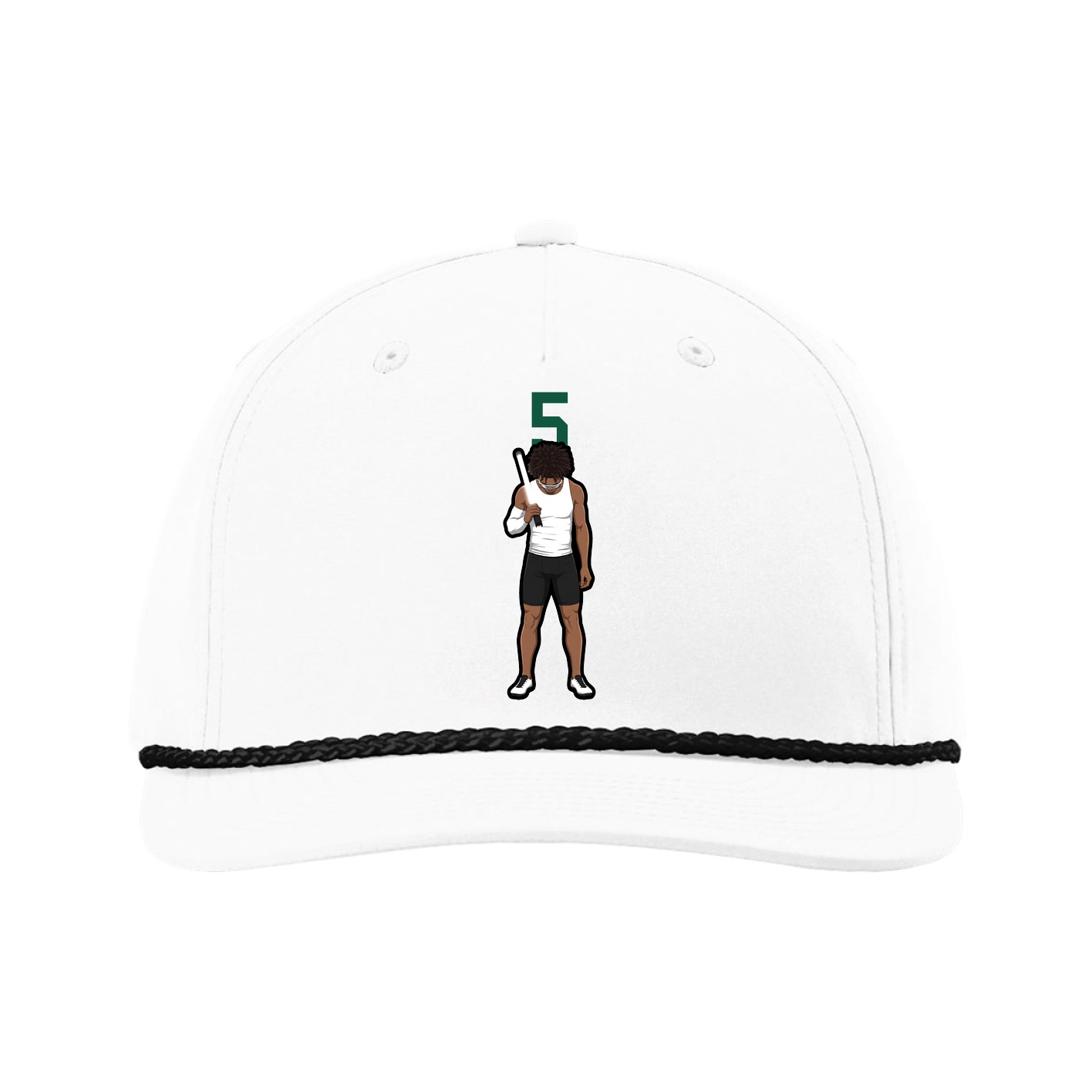 Five-Panel Classic Rope Cap — Number Top in White