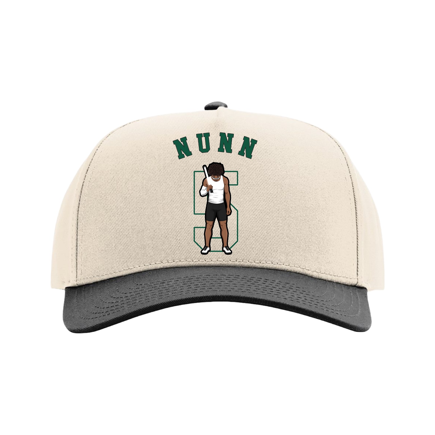 Full Fabric Five-Panel Champ Cap — Shirsey Arch in Cream/Black
