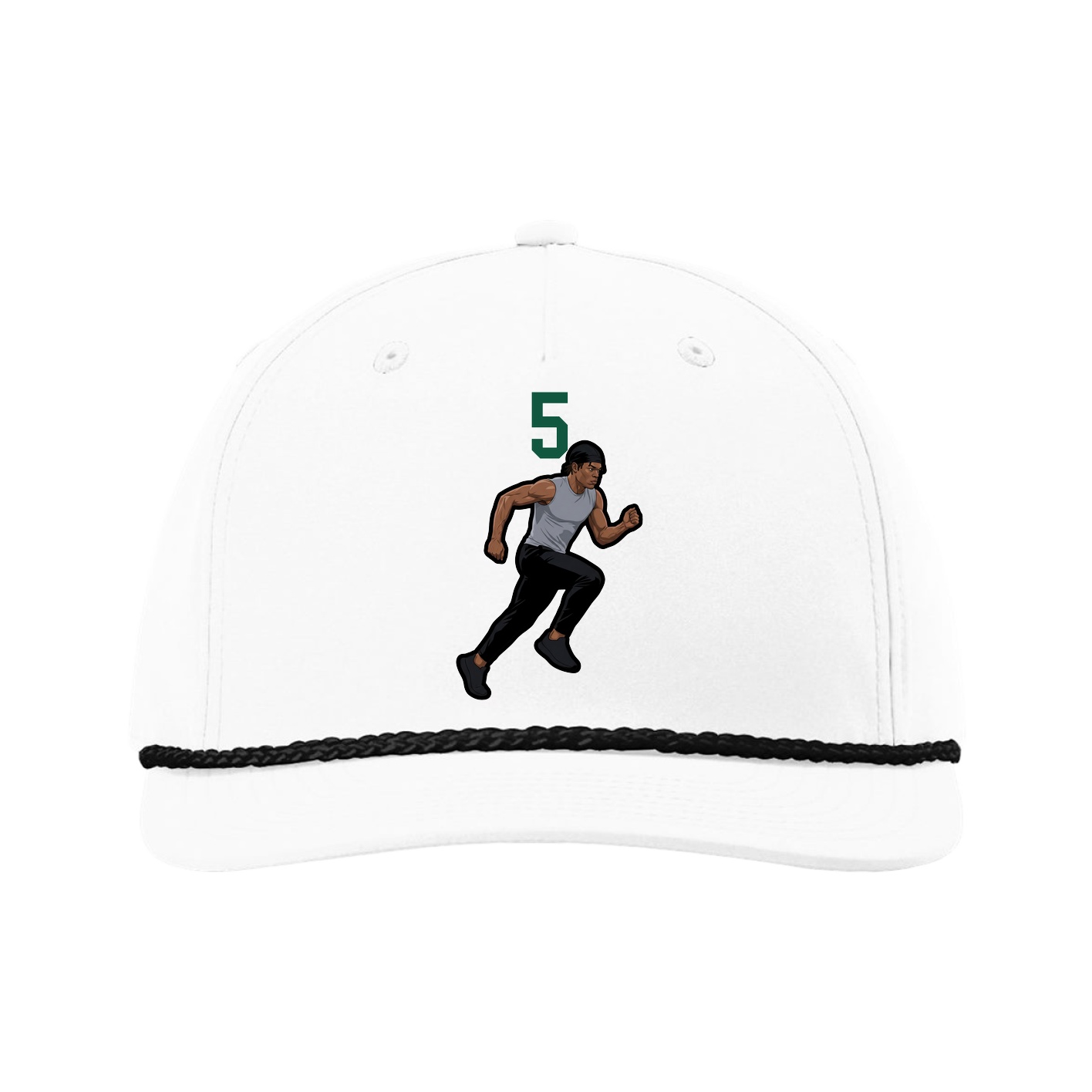 Five-Panel Classic Rope Cap — Number Top in White