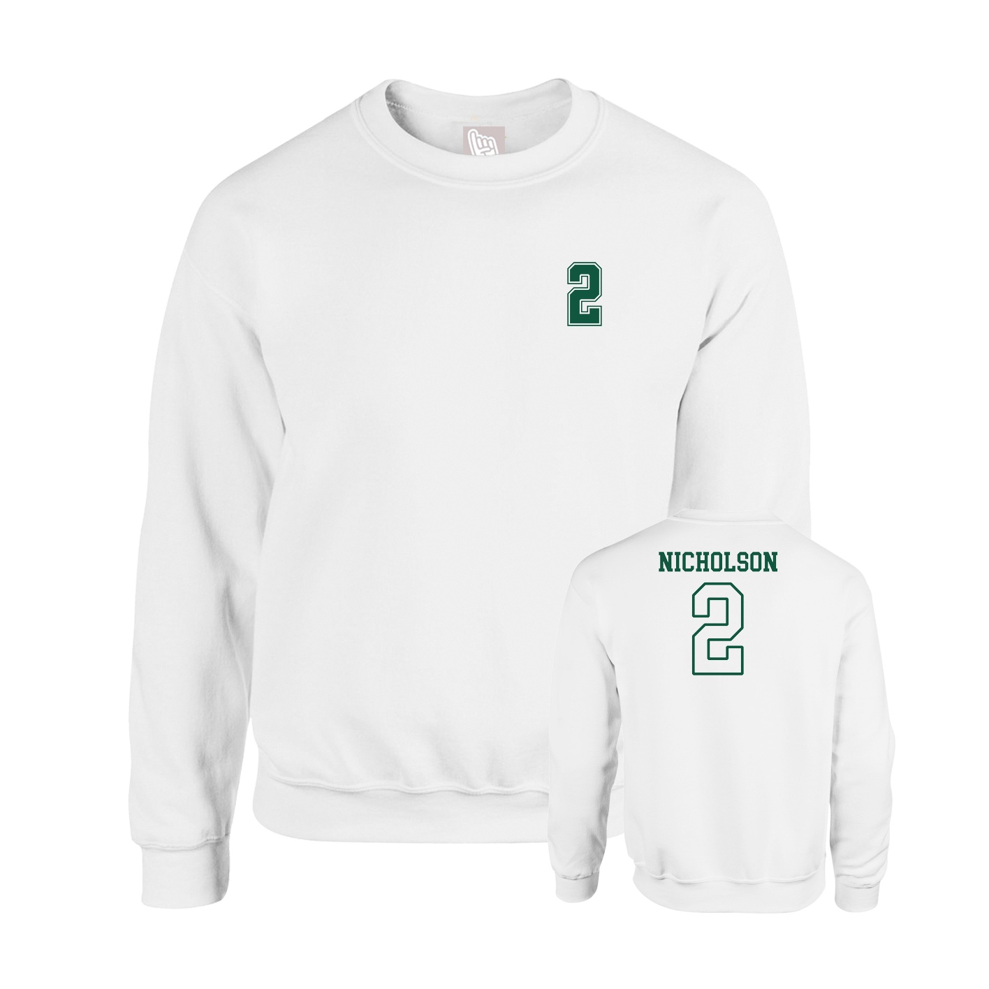 Fleece Crew — Chest Back in White