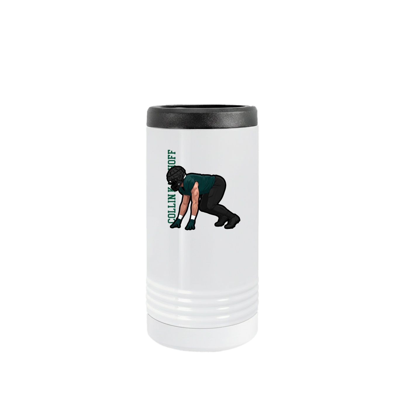 Slim Beverage Holder — Name Vertical in White