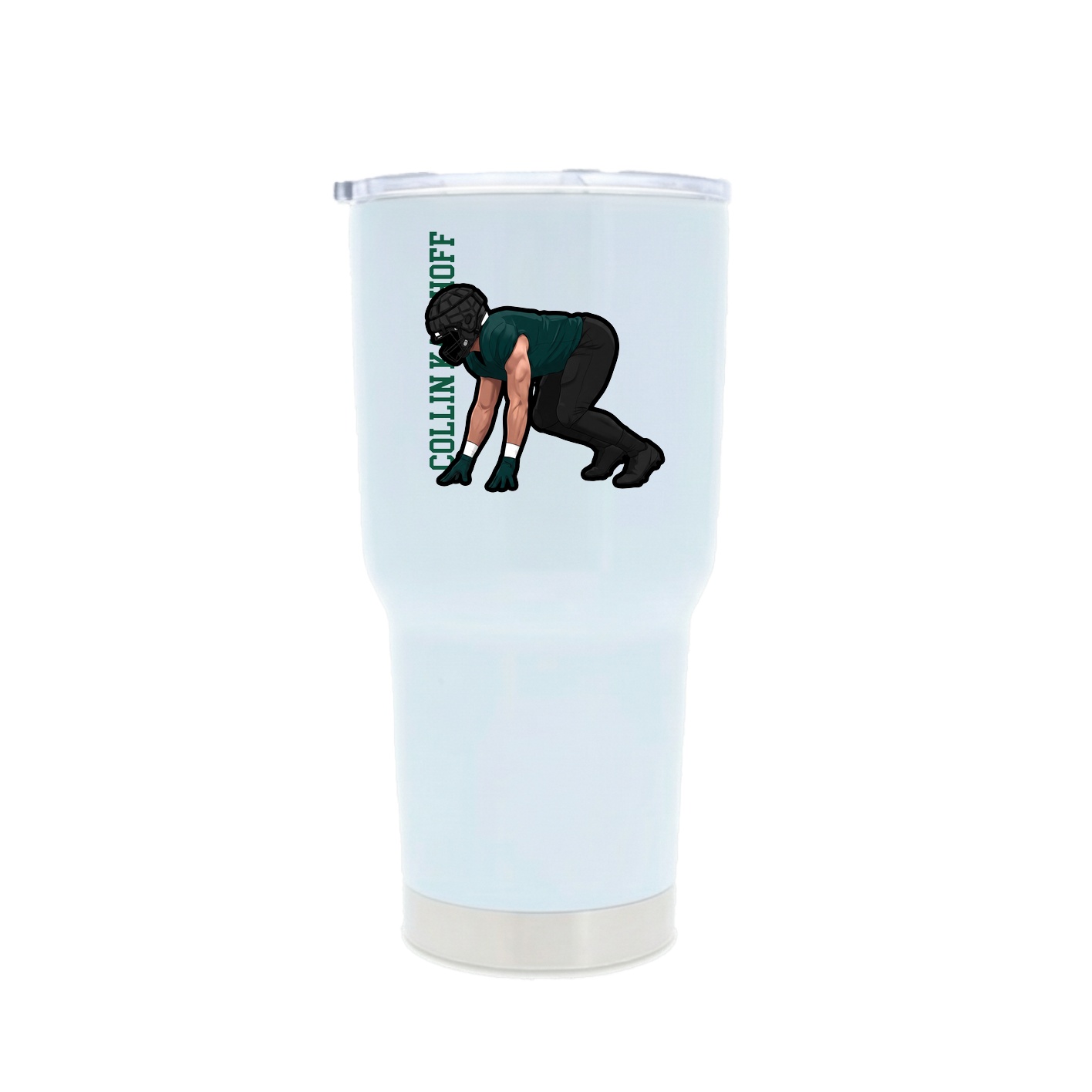 30oz Stainless Steel Tumbler — Name Vertical in White