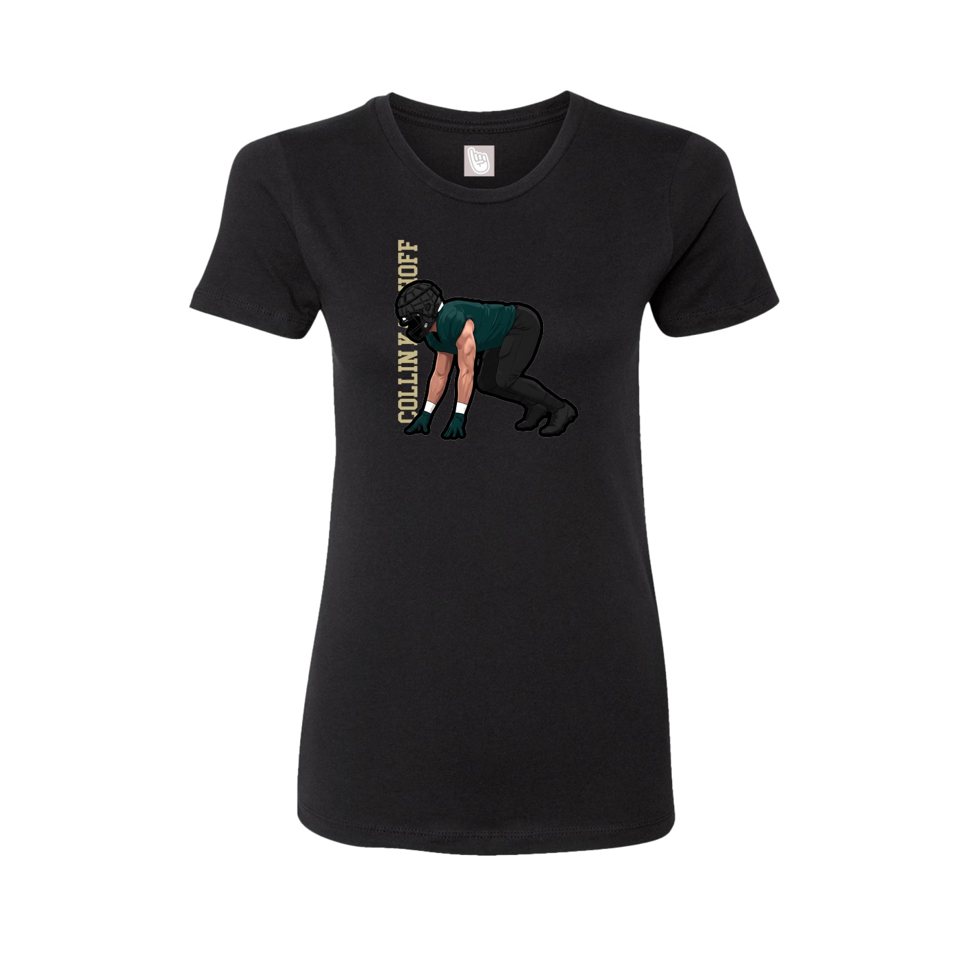 Fitted Women's Tee — Name Vertical in Black