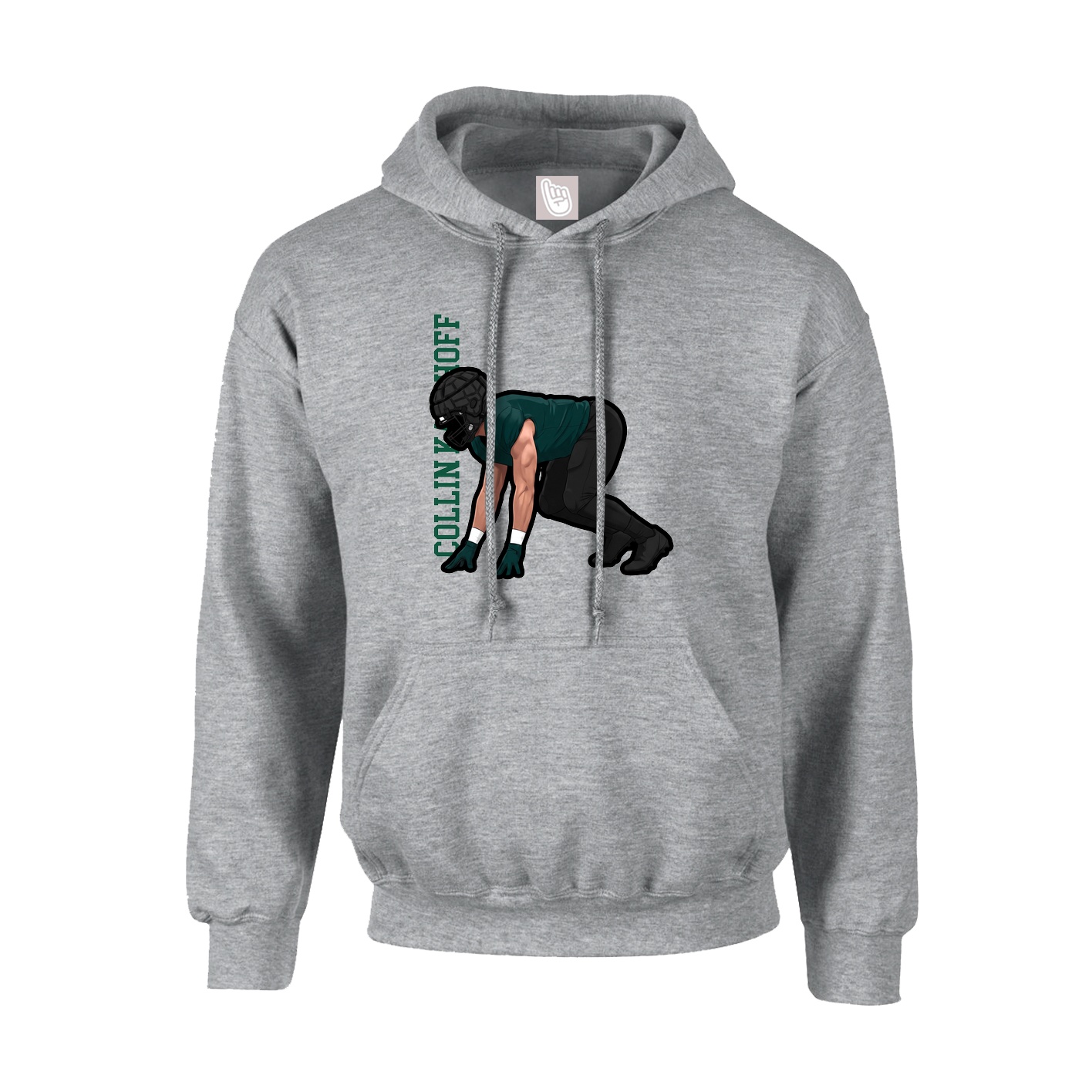 Youth Hoodie — Name Vertical in Grey