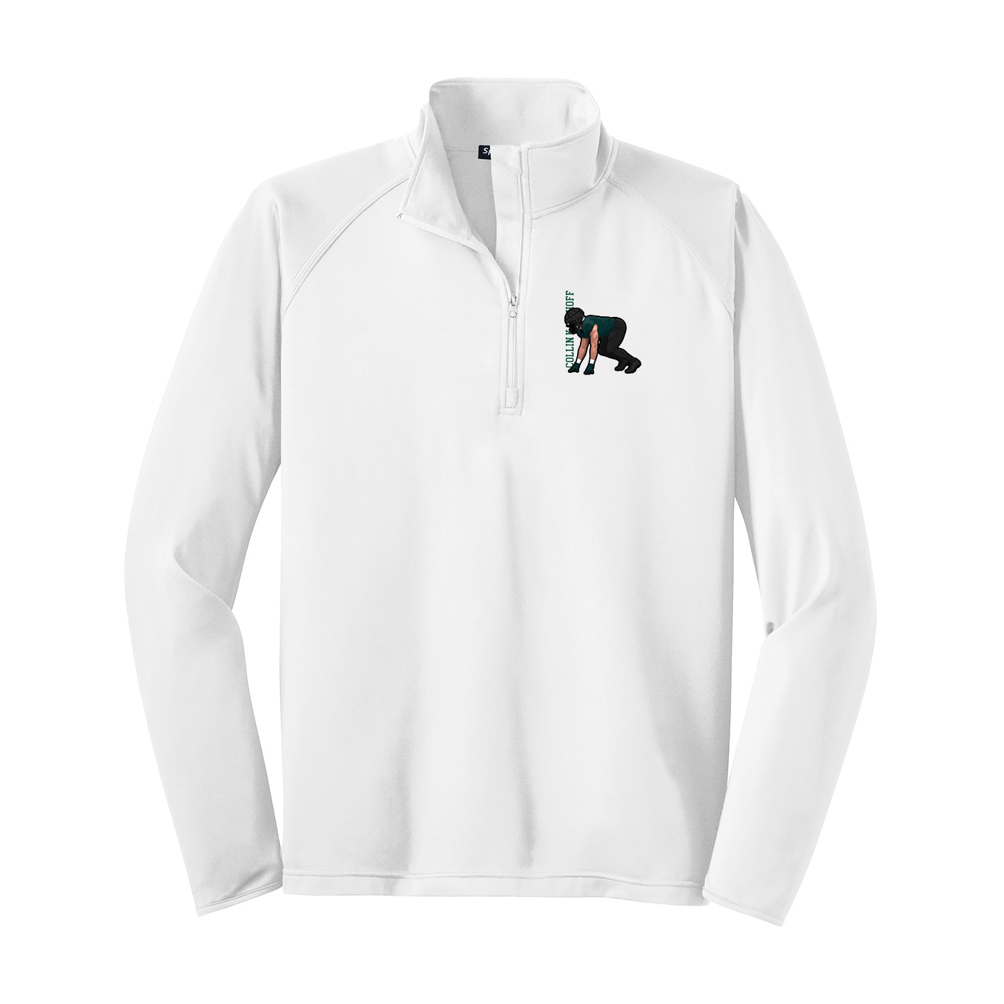 Q-Zip Pullover — Name Vertical in White
