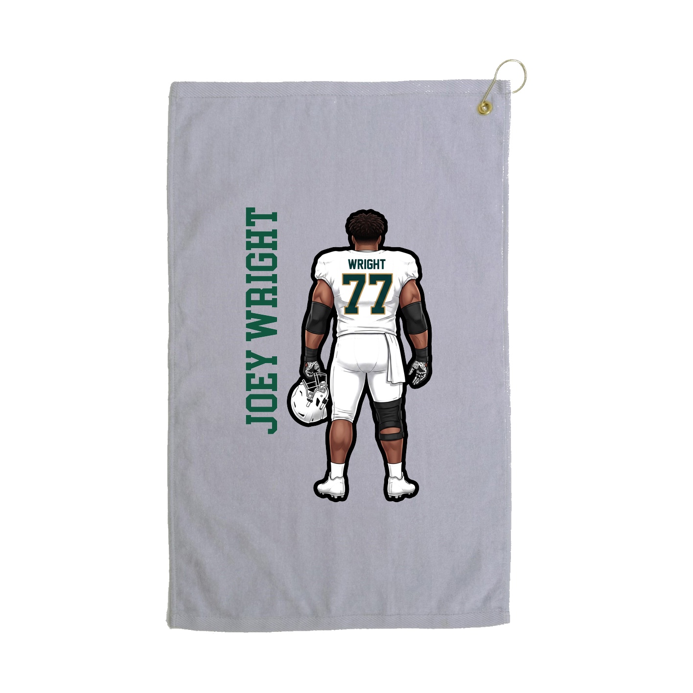 Golf Towel — Name Vertical in Grey