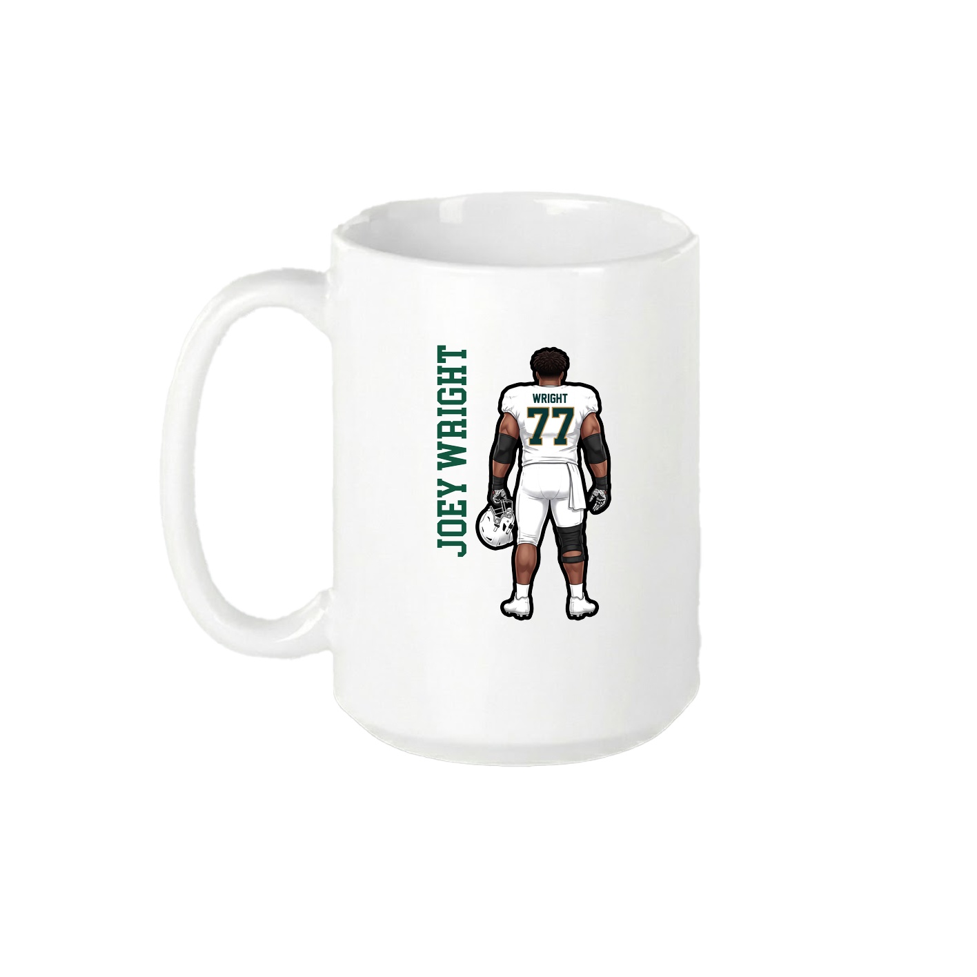 15oz Coffee Mug — Name Vertical in White