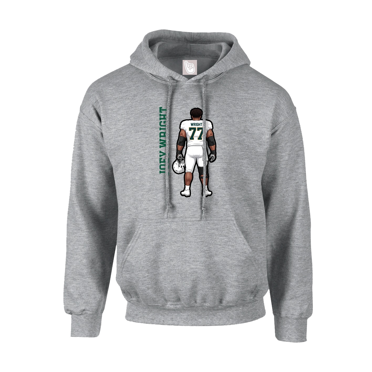 Youth Hoodie — Name Vertical in Grey