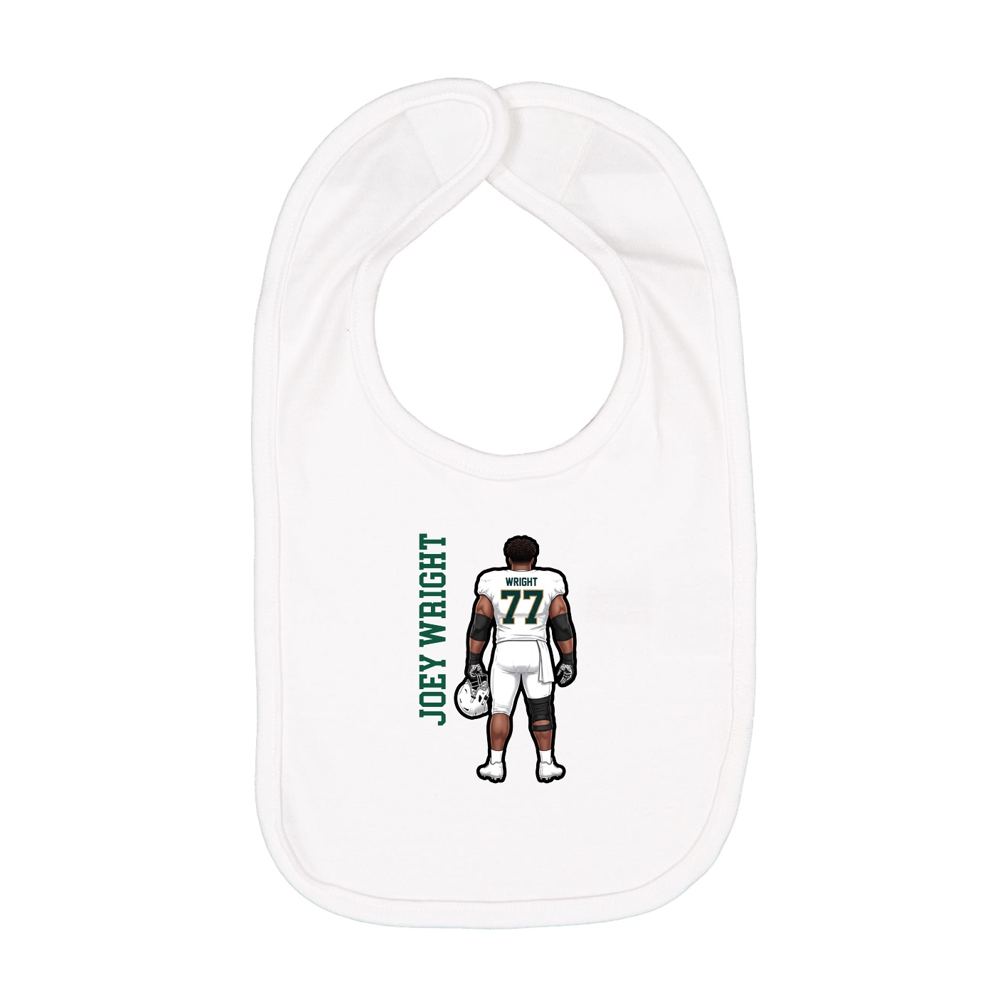 Infant Bib — Name Vertical in White