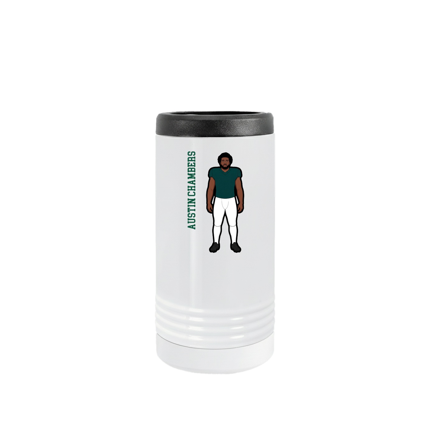 Slim Beverage Holder — Name Vertical in White