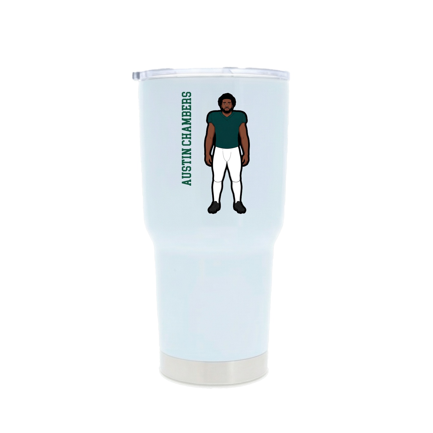 30oz Stainless Steel Tumbler — Name Vertical in White