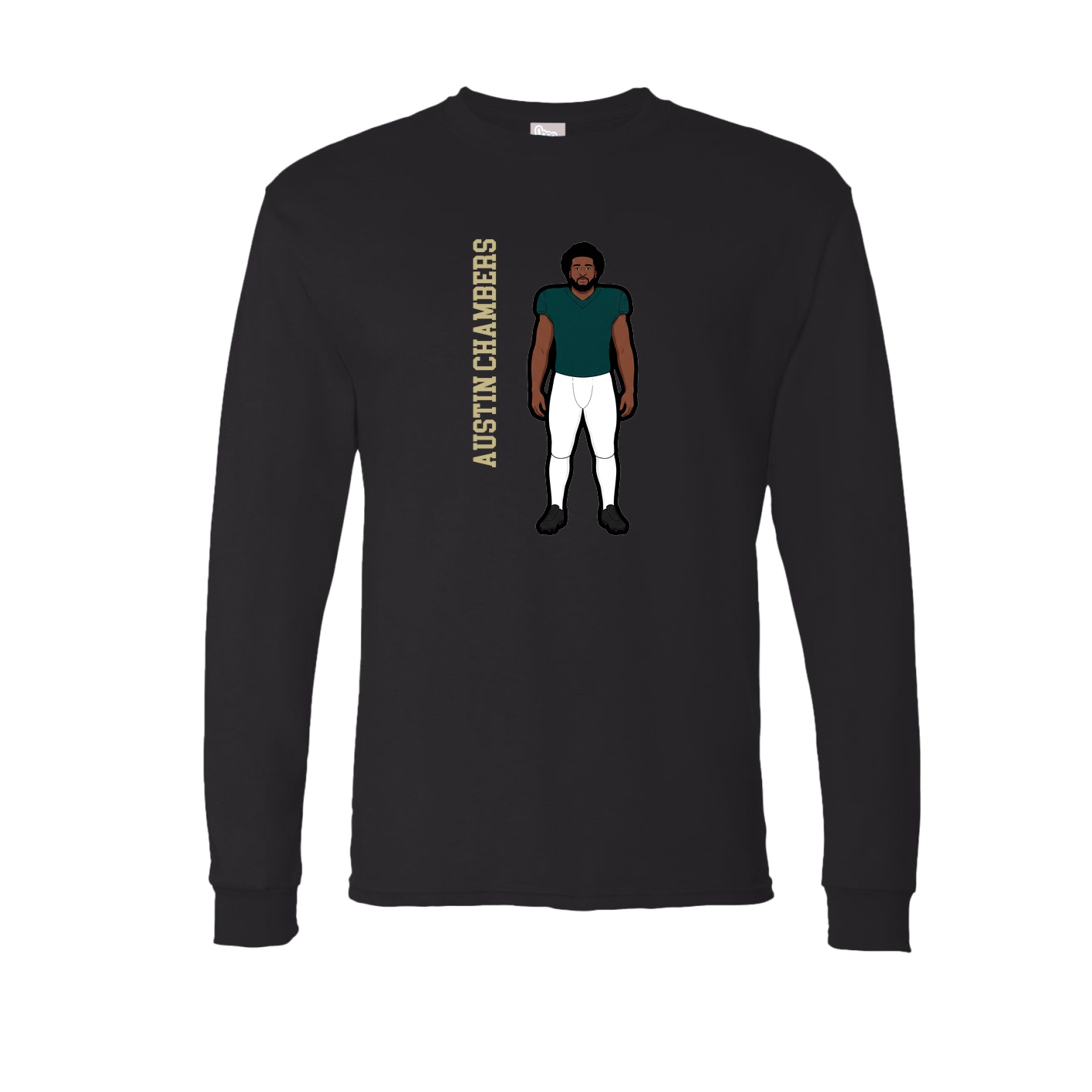 Long Sleeve Tee — Name Vertical in Black