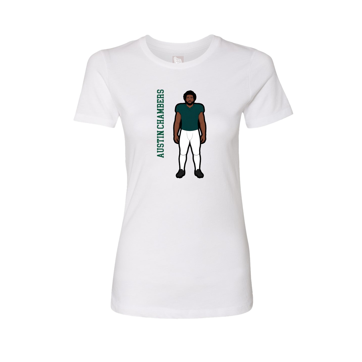 Fitted Women's Tee — Name Vertical in White