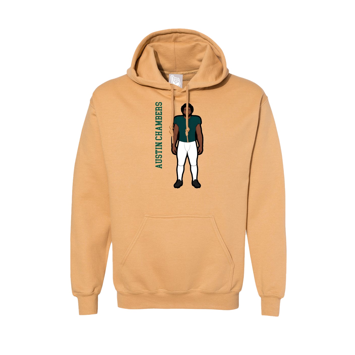 Hoodie — Name Vertical in Vegas Gold