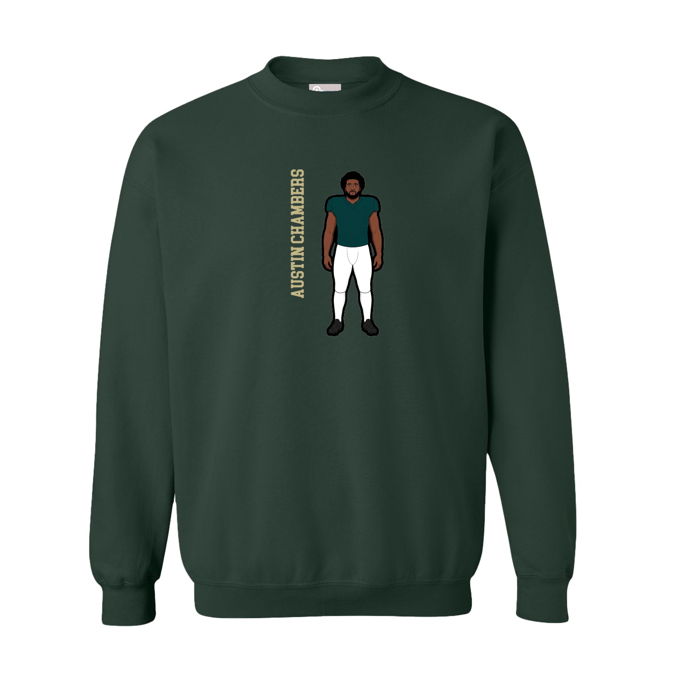 Fleece Crew — Name Vertical in Green