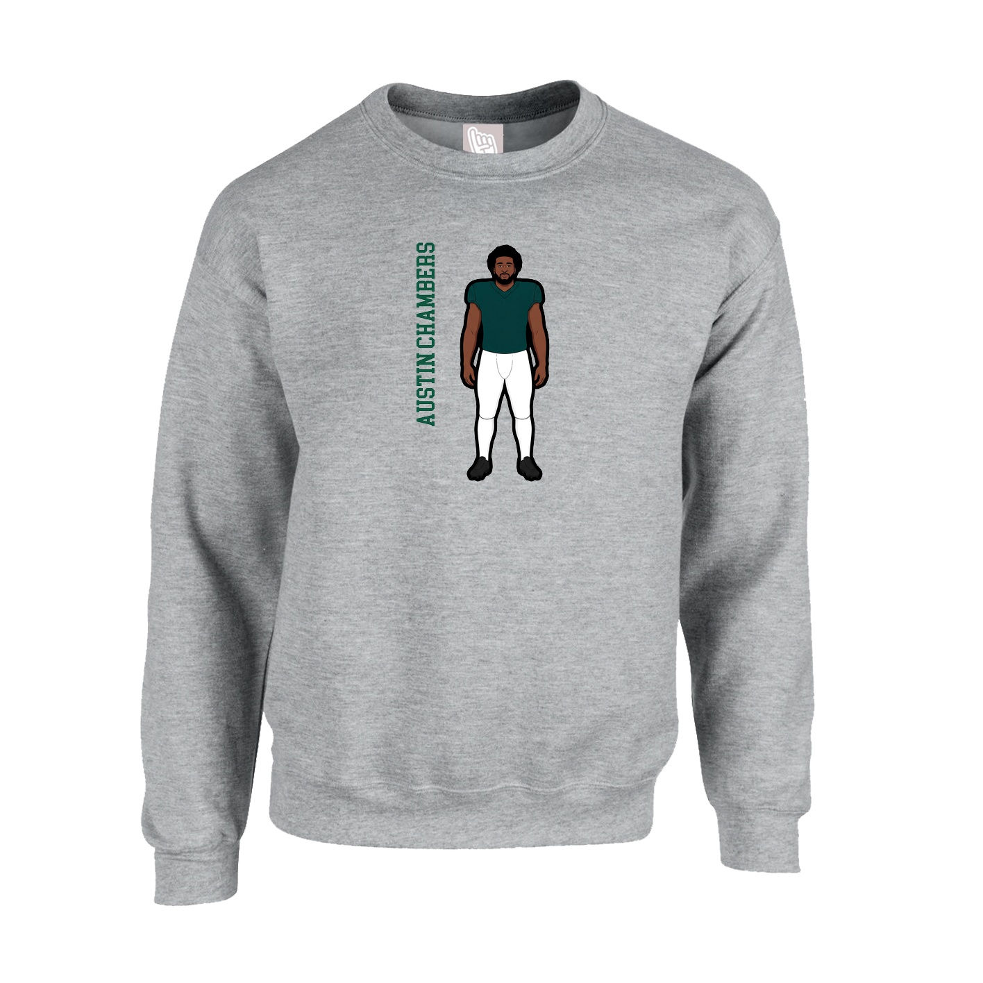 Fleece Crew — Name Vertical in Grey