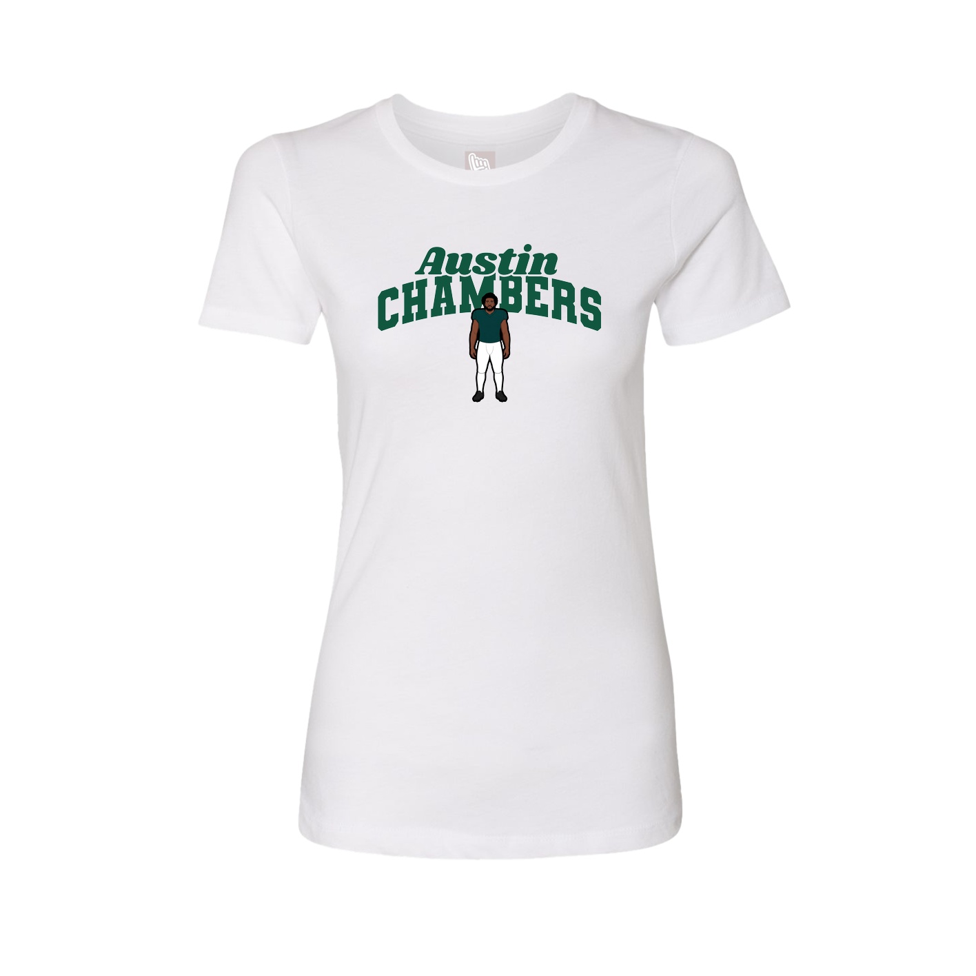 Fitted Women's Tee — Signature Arch in White