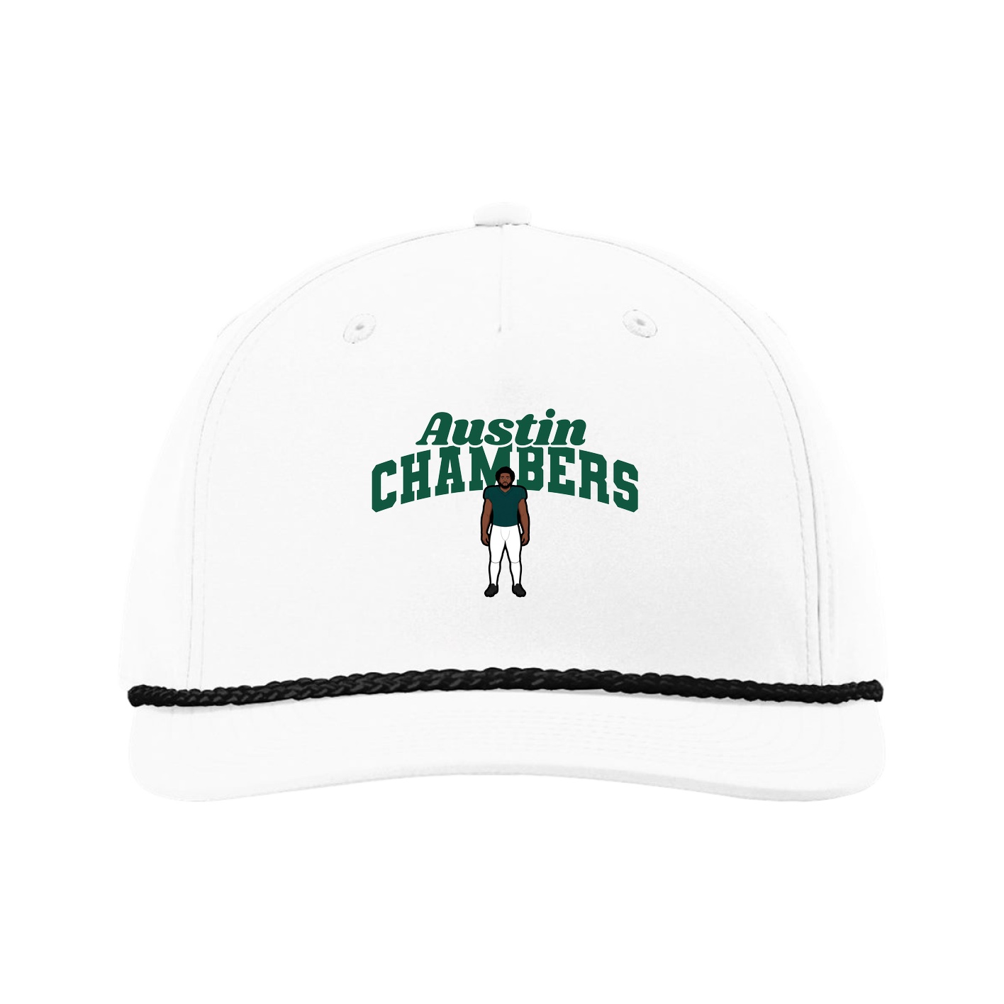 Five-Panel Classic Rope Cap — Signature Arch in White