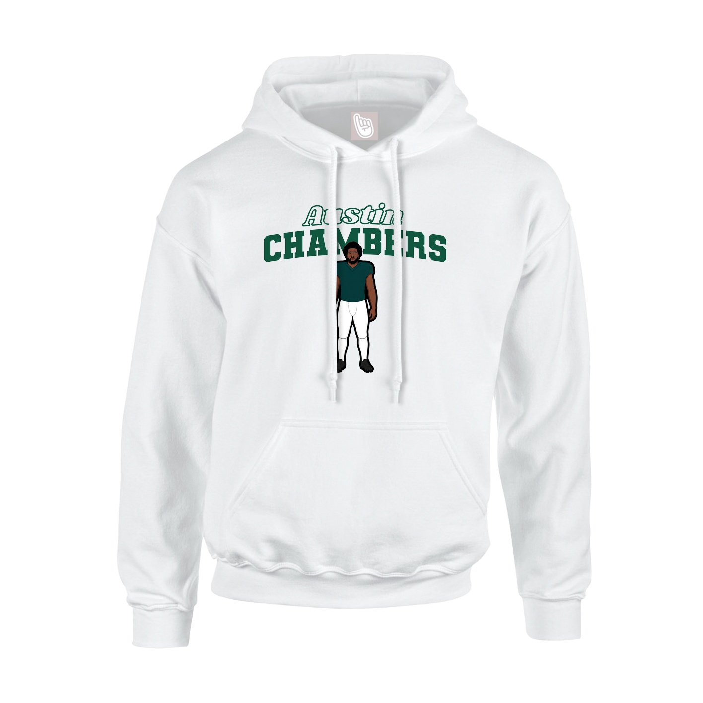 Youth Hoodie — Name Arch in White