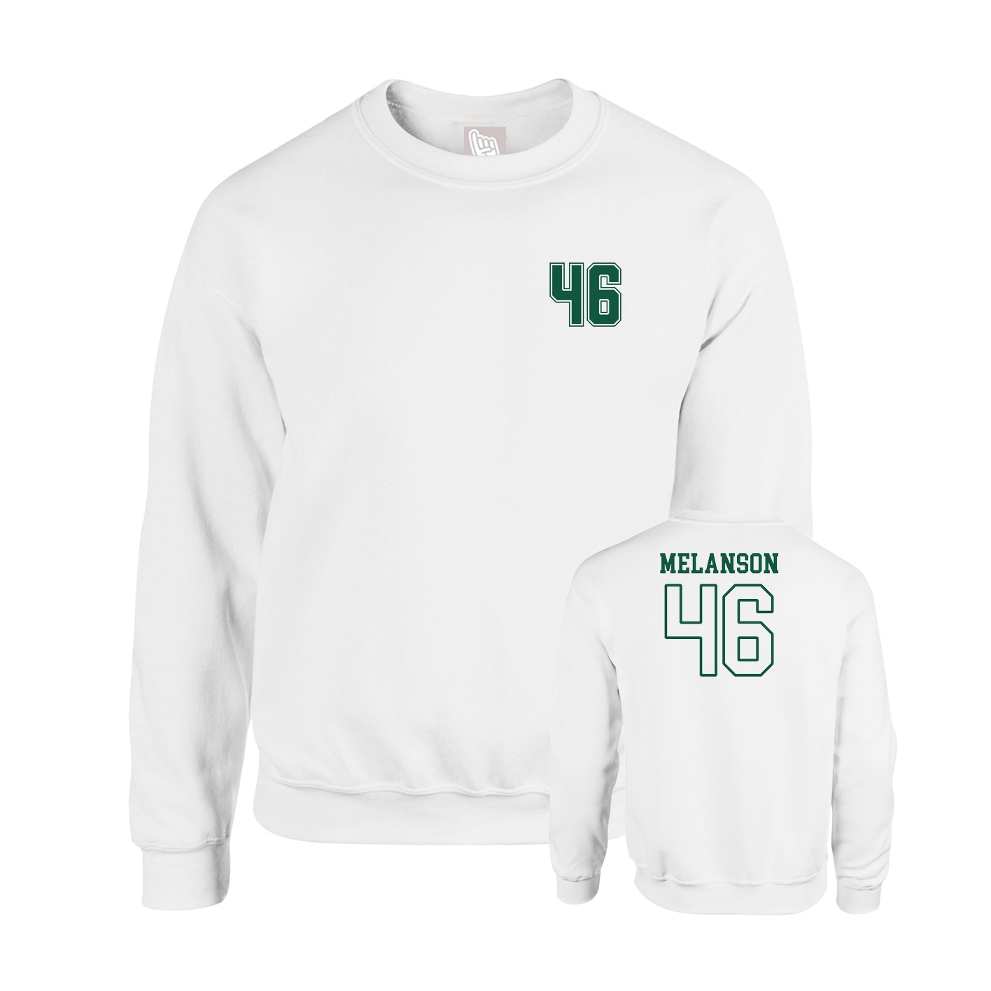 Fleece Crew — Chest Back in White