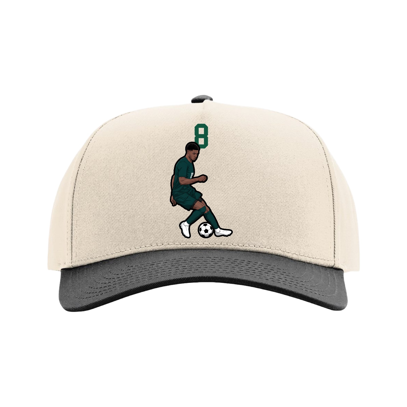 Full Fabric Five-Panel Champ Cap — Number Top in Cream/Black