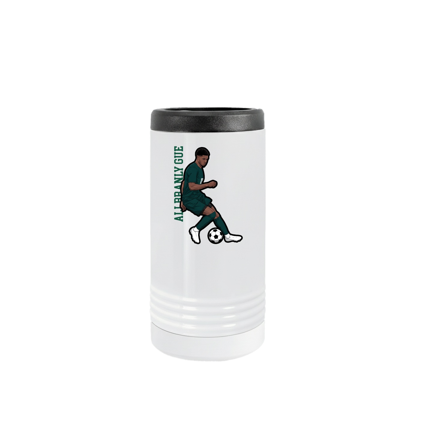 Slim Beverage Holder — Name Vertical in White