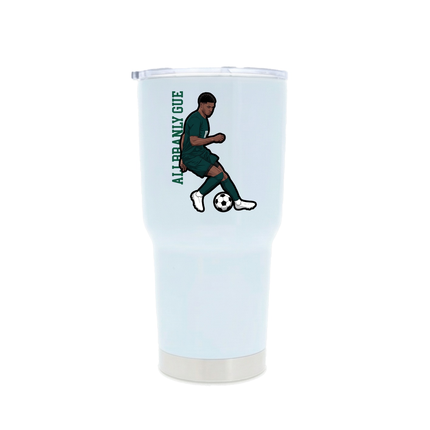 30oz Stainless Steel Tumbler — Name Vertical in White