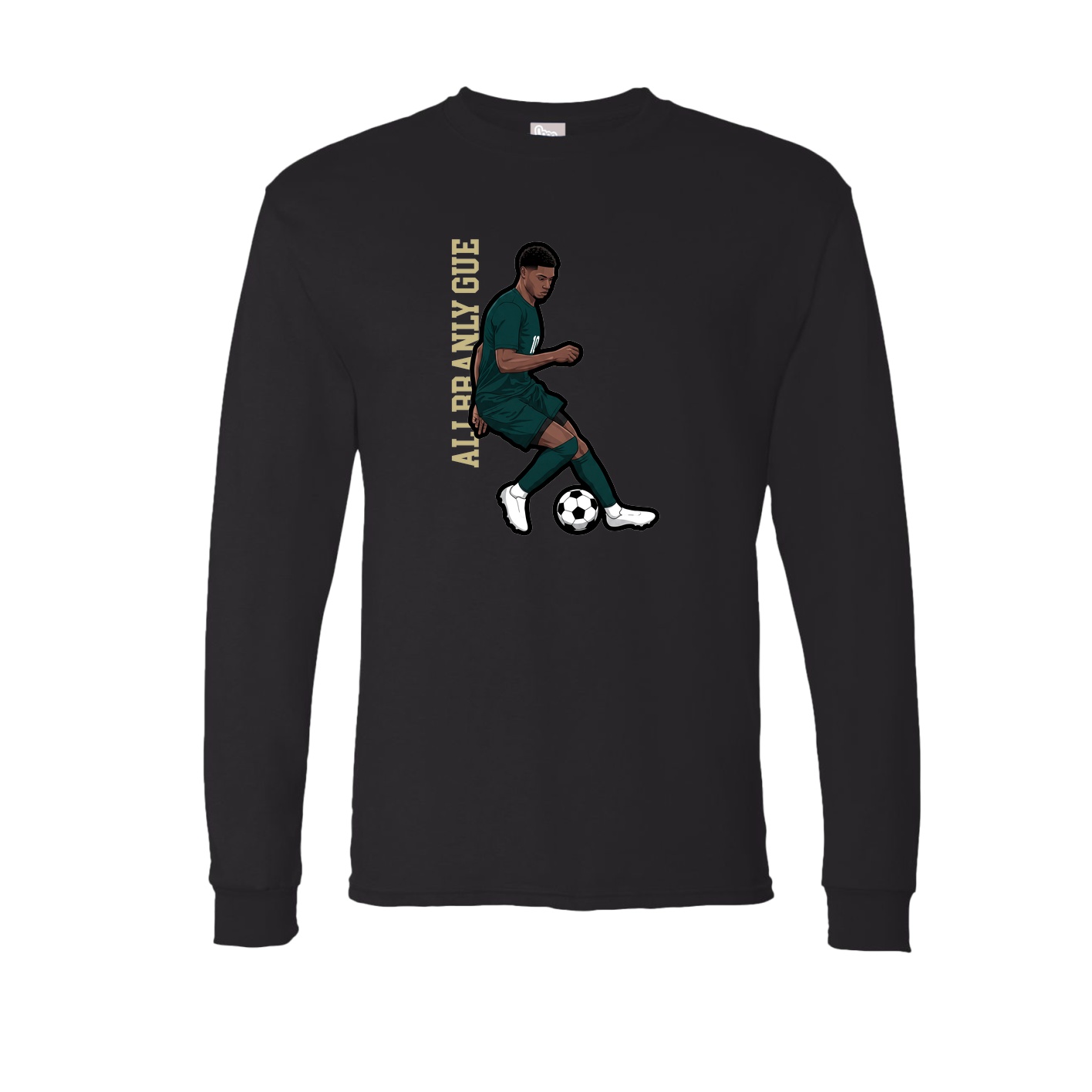 Long Sleeve Tee — Name Vertical in Black