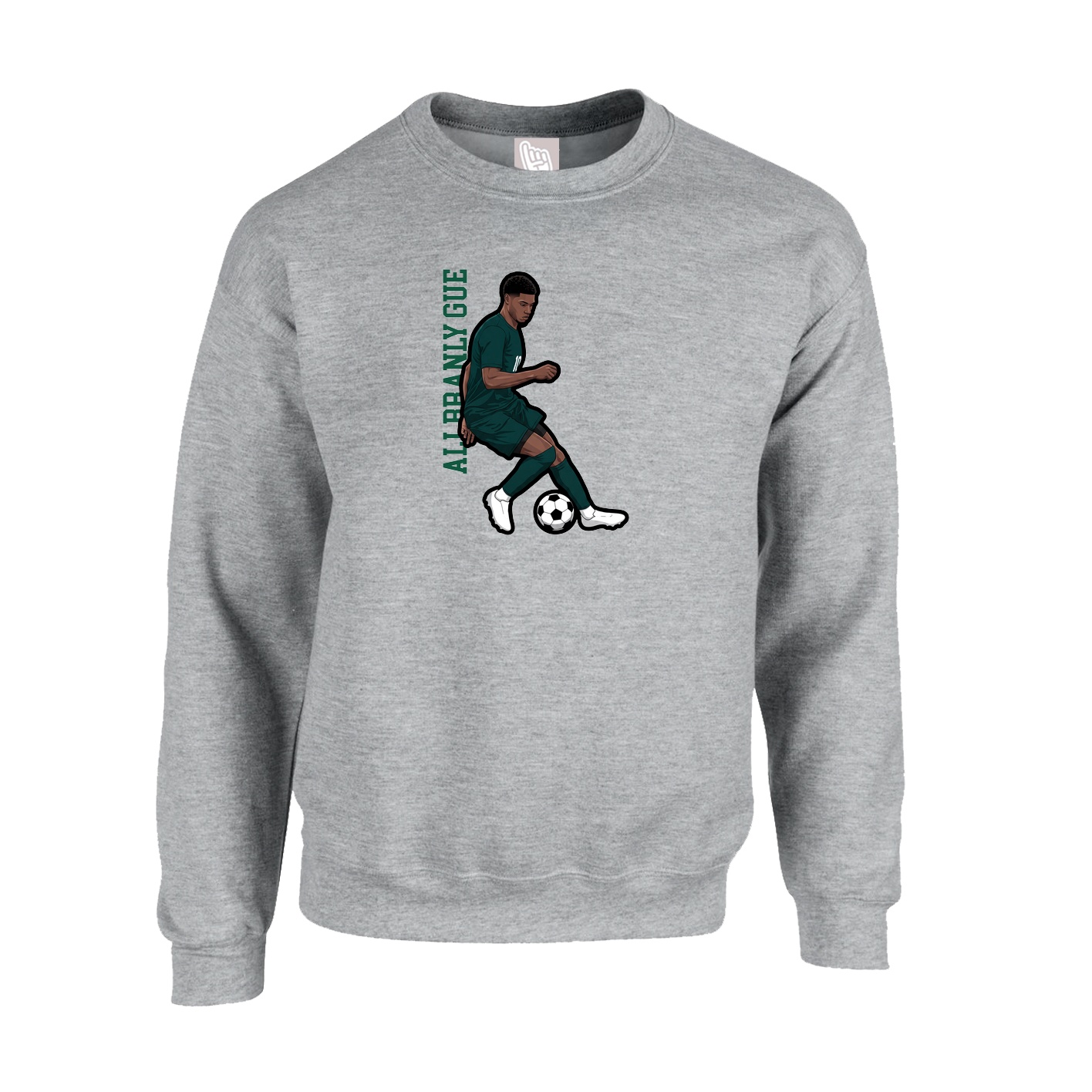Fleece Crew — Name Vertical in Grey