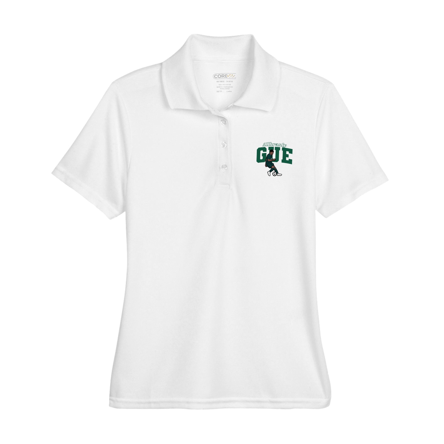 Womens Performance Polo — Name Arch in White