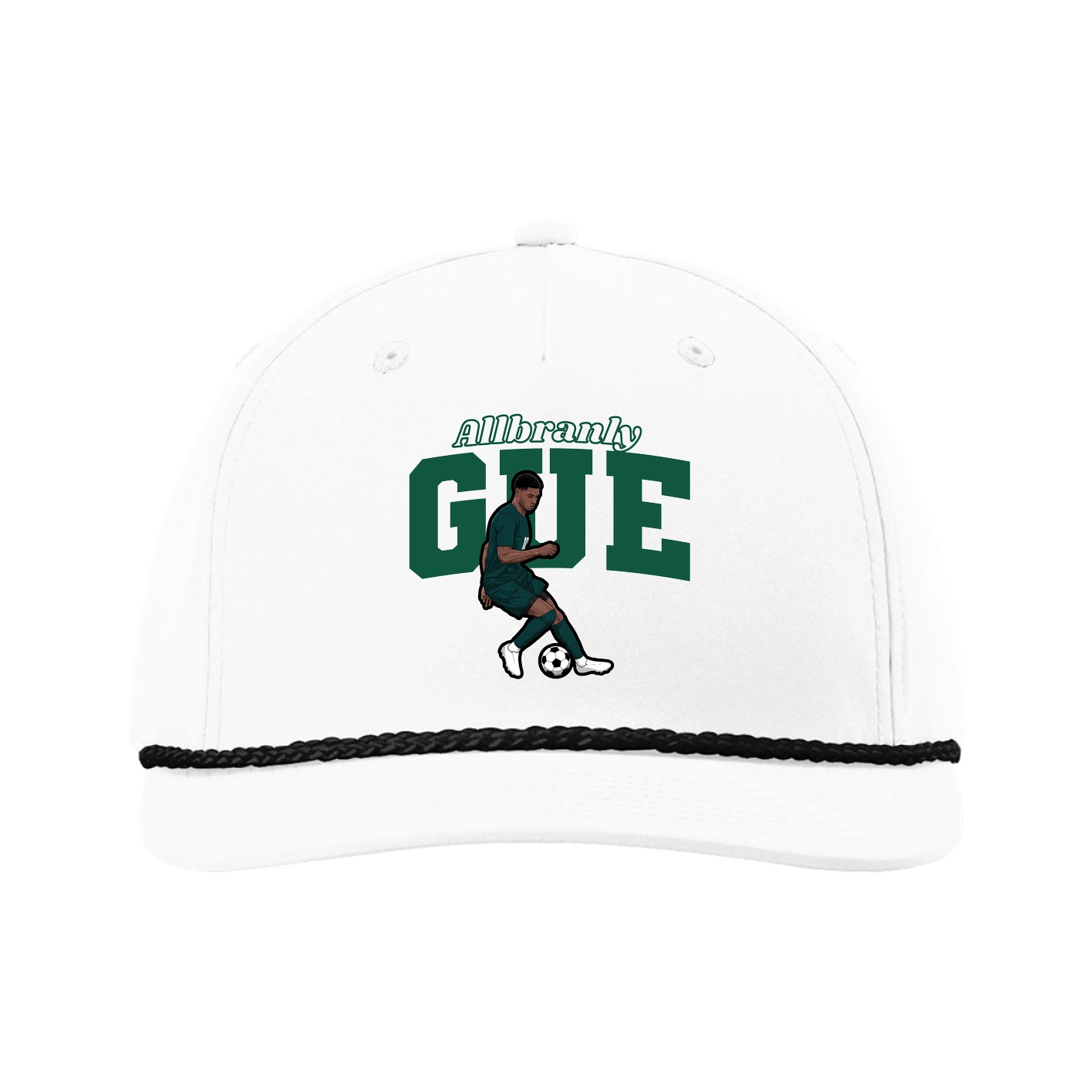 Five-Panel Classic Rope Cap — Name Arch in White