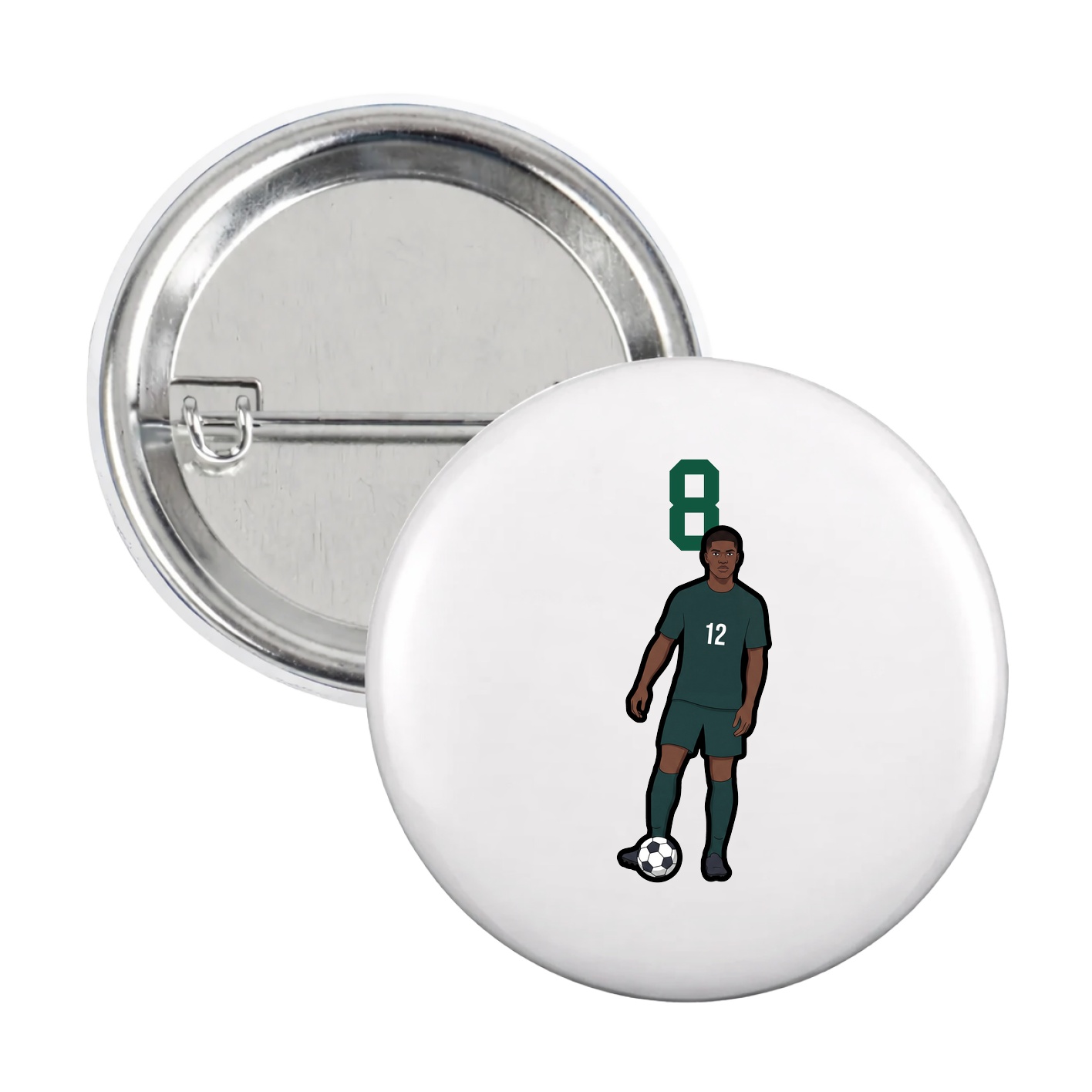 Game Day Button — Number Top in White