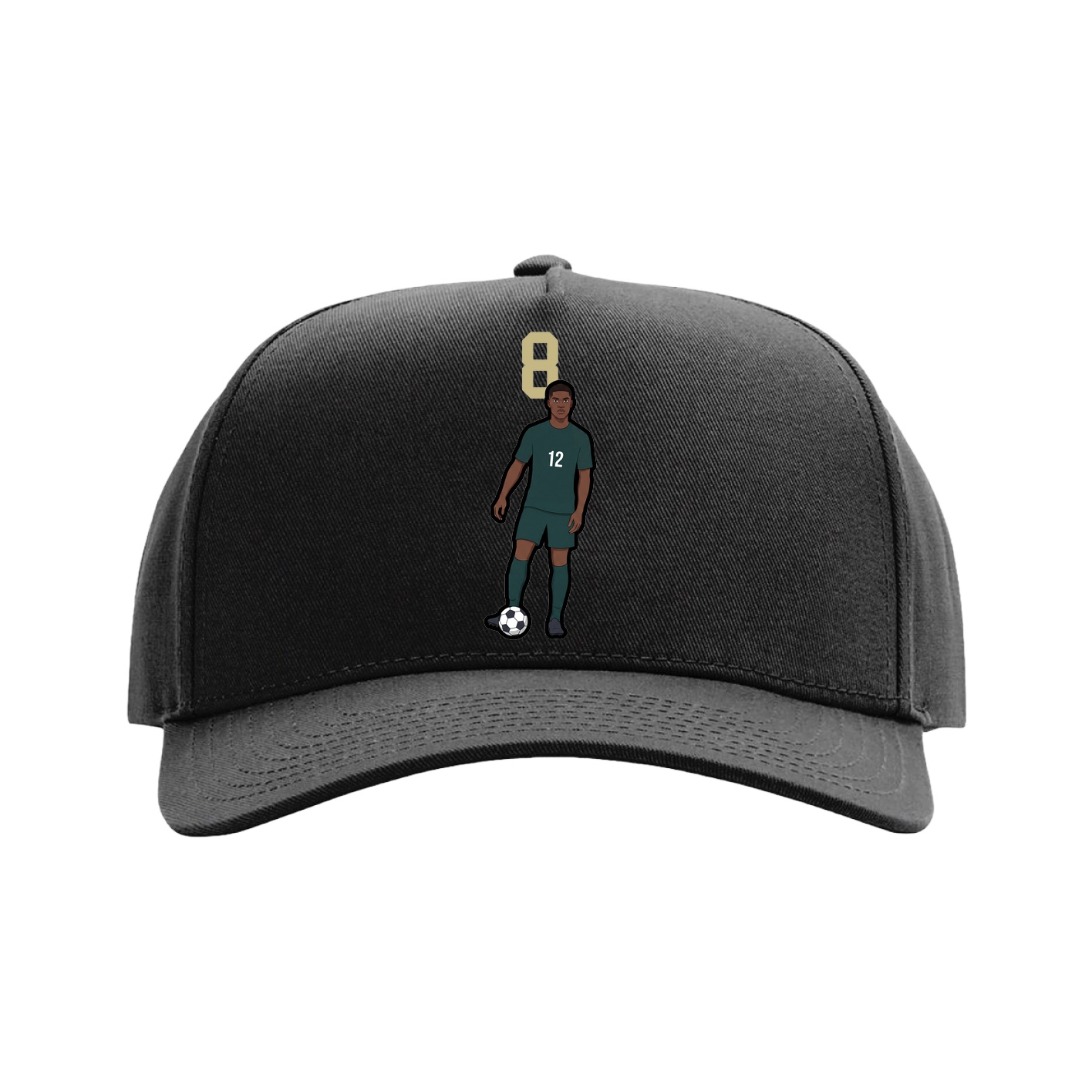 Full Fabric Five-Panel Champ Cap — Number Top in Black