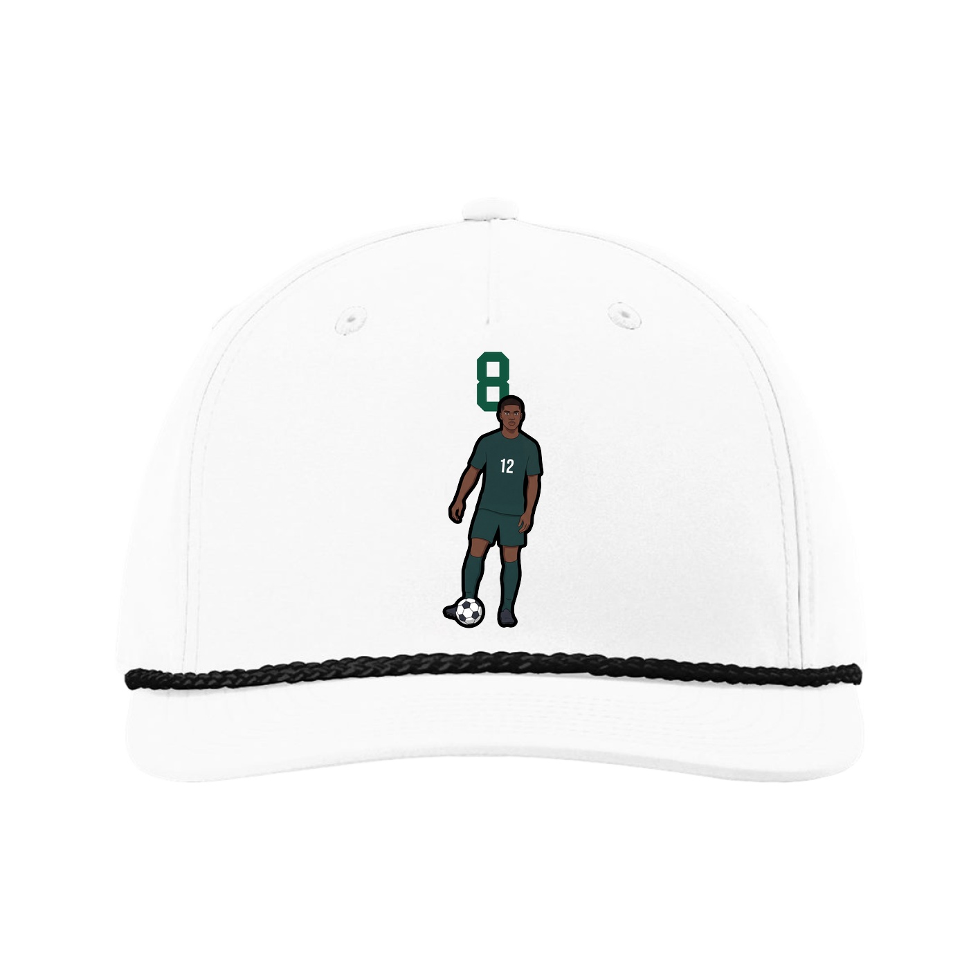 Five-Panel Classic Rope Cap — Number Top in White