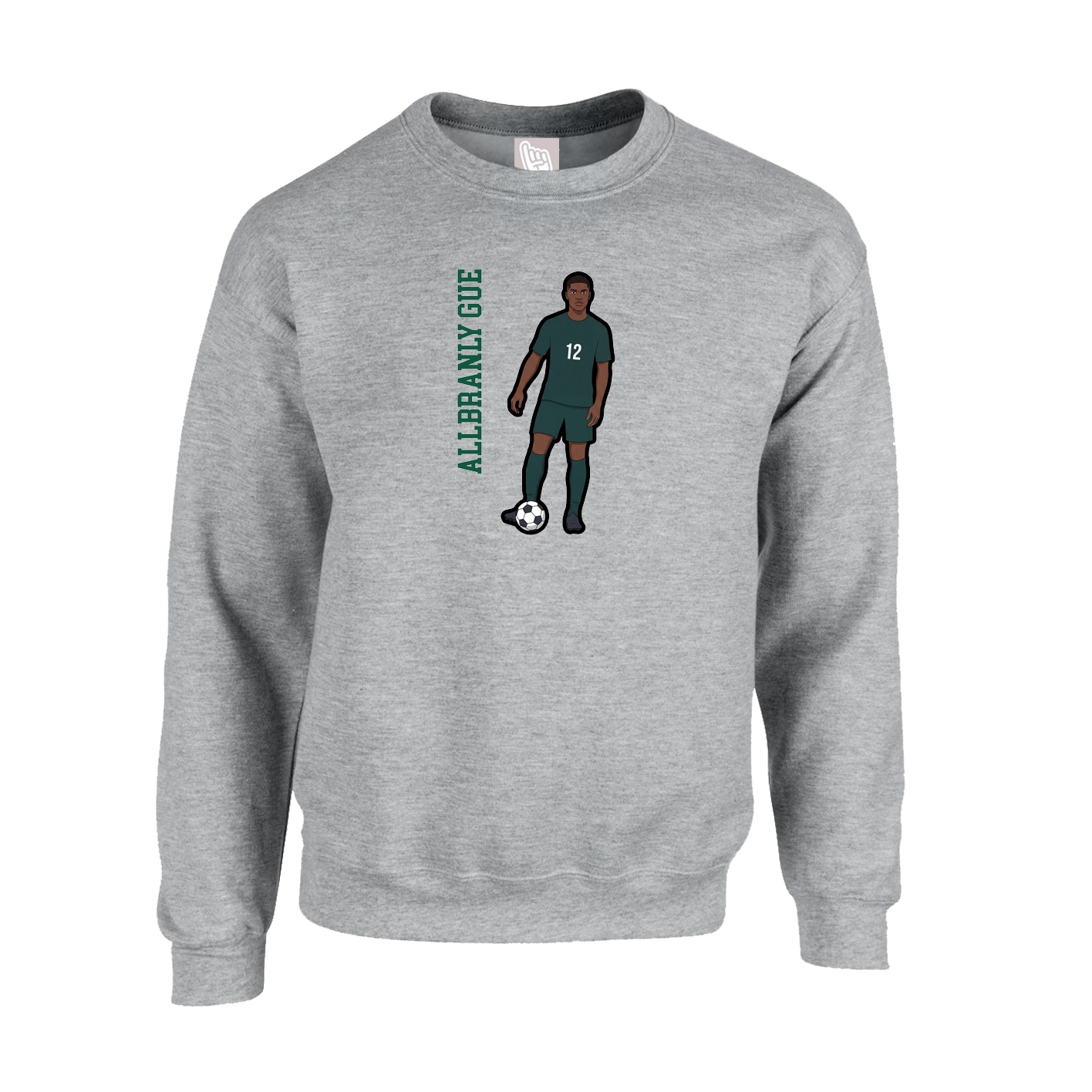 Fleece Crew — Name Vertical in Grey
