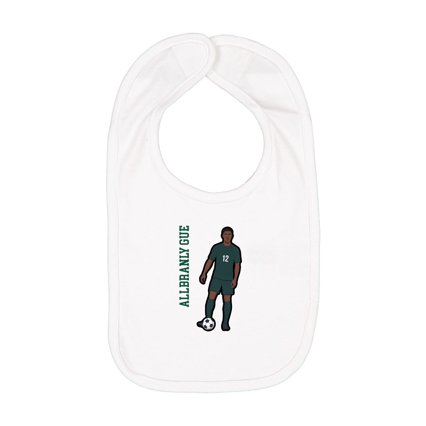 Infant Bib — Name Vertical in White