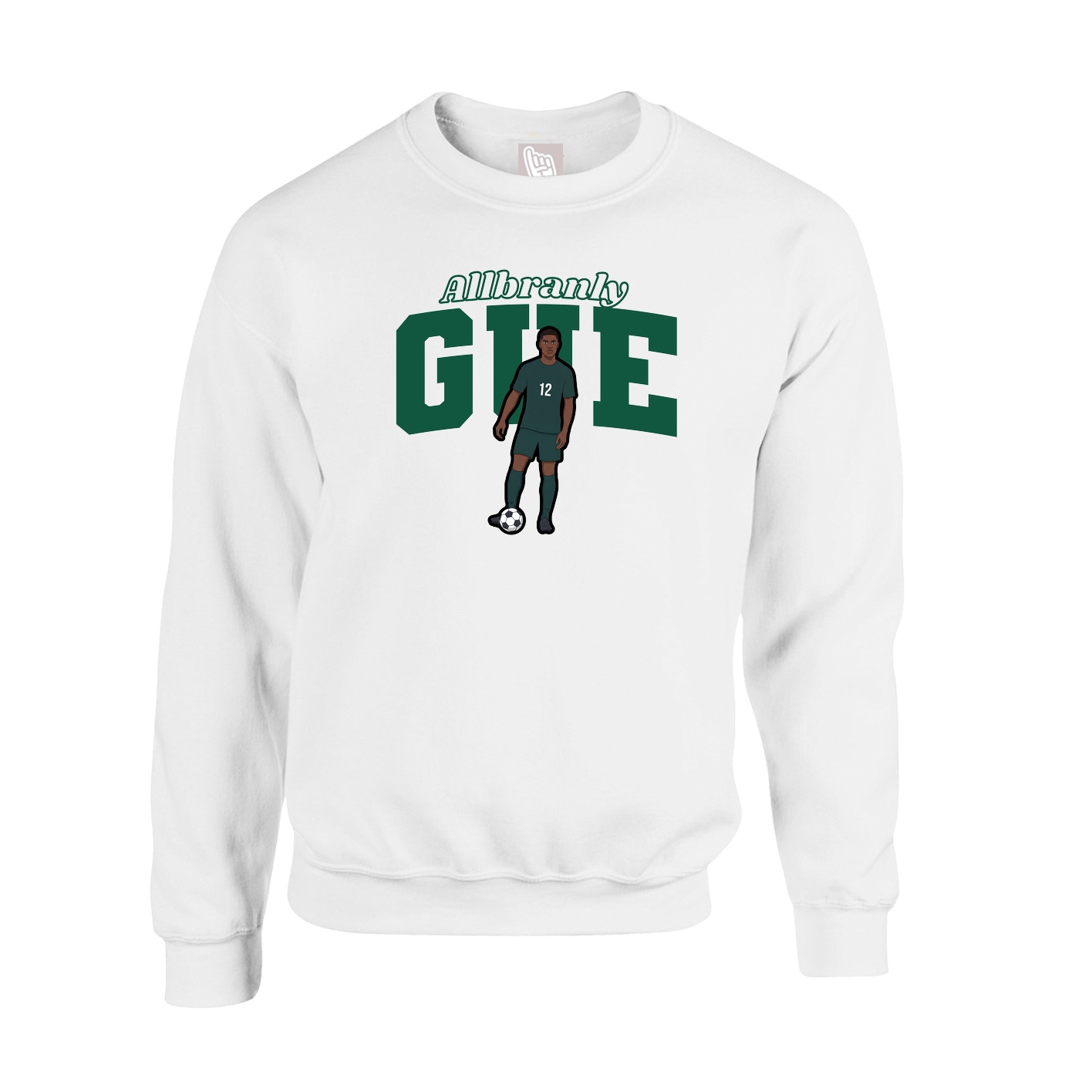 Fleece Crew — Name Arch in White