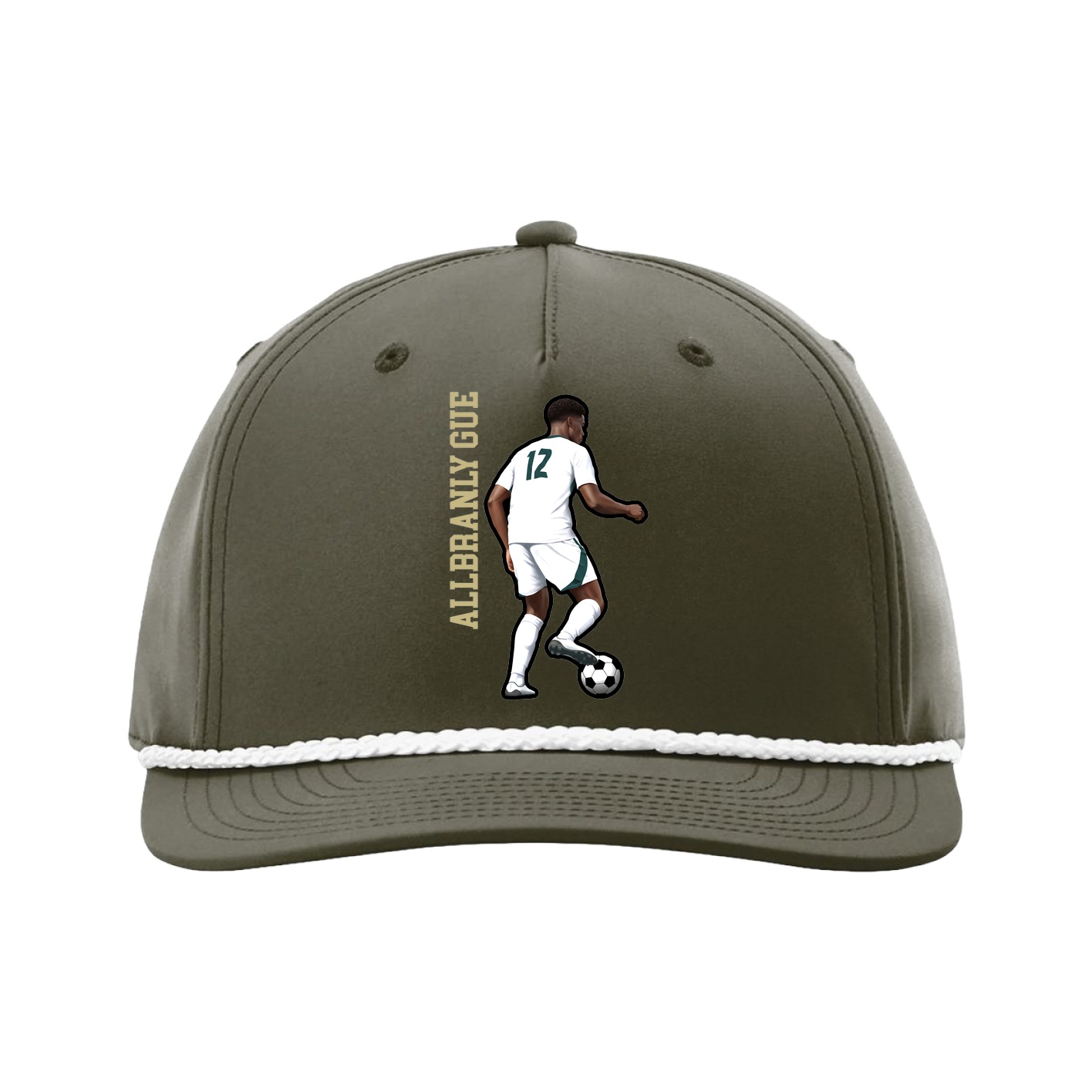 Five-Panel Classic Rope Cap — Name Vertical in Green
