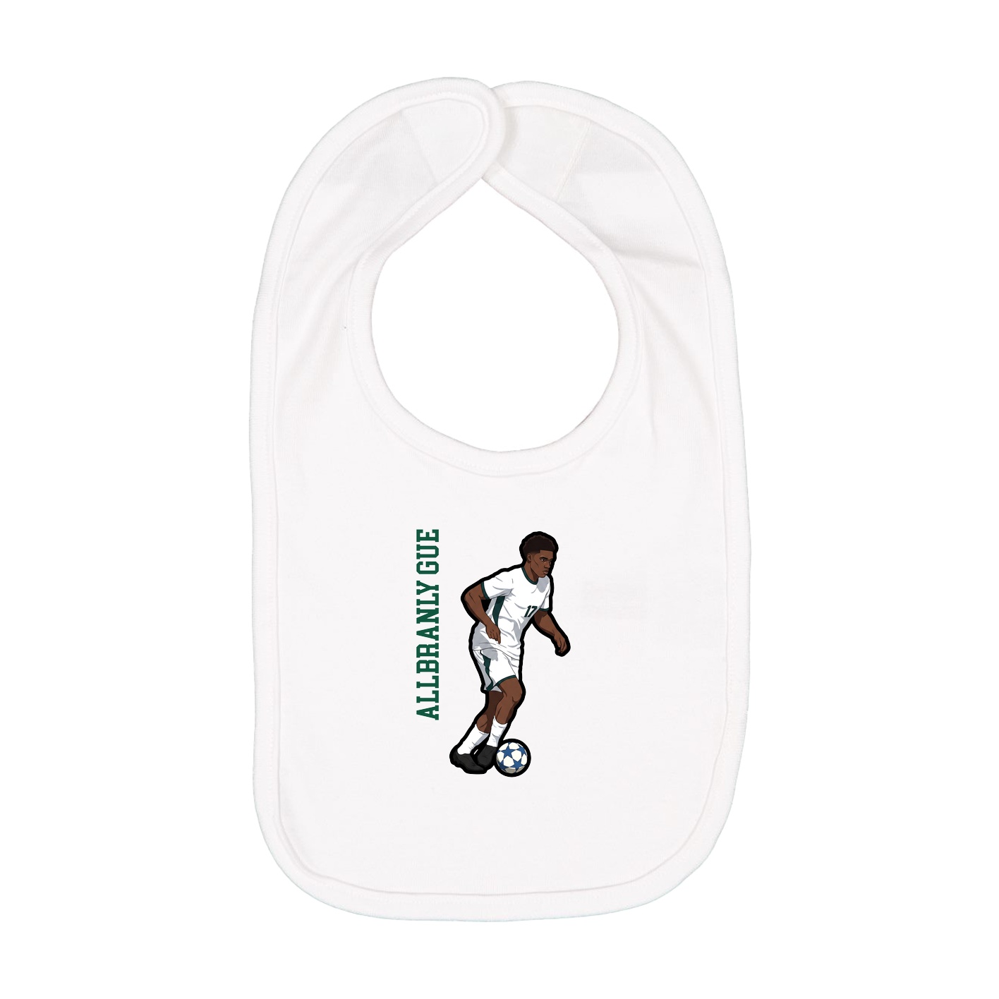 Infant Bib — Name Vertical in White