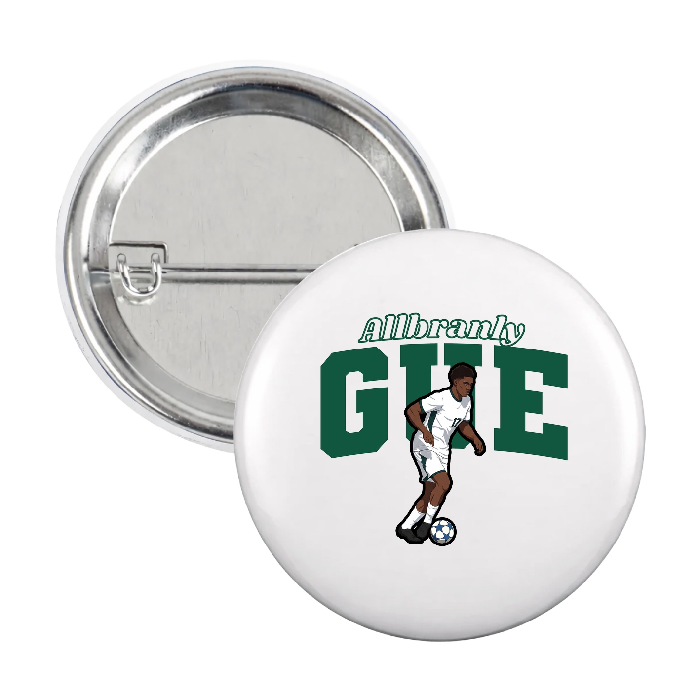 Game Day Button — Name Arch in White