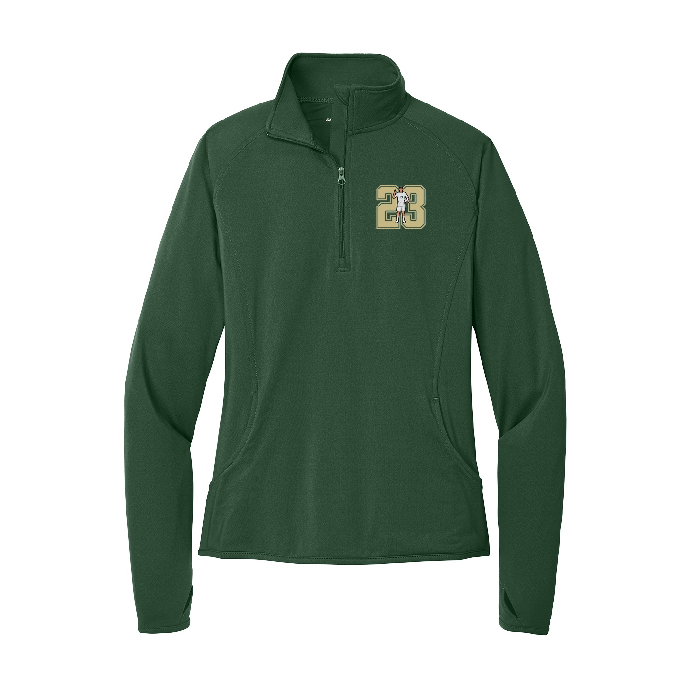 Women's Q-Zip Pullover — Number in Green