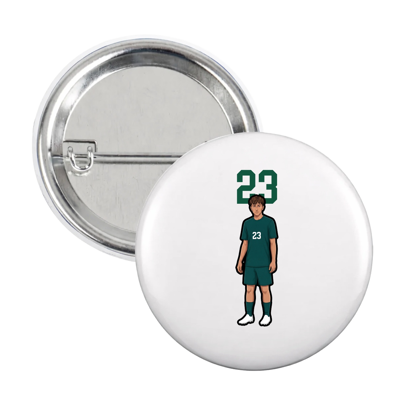 Game Day Button — Number Top in White