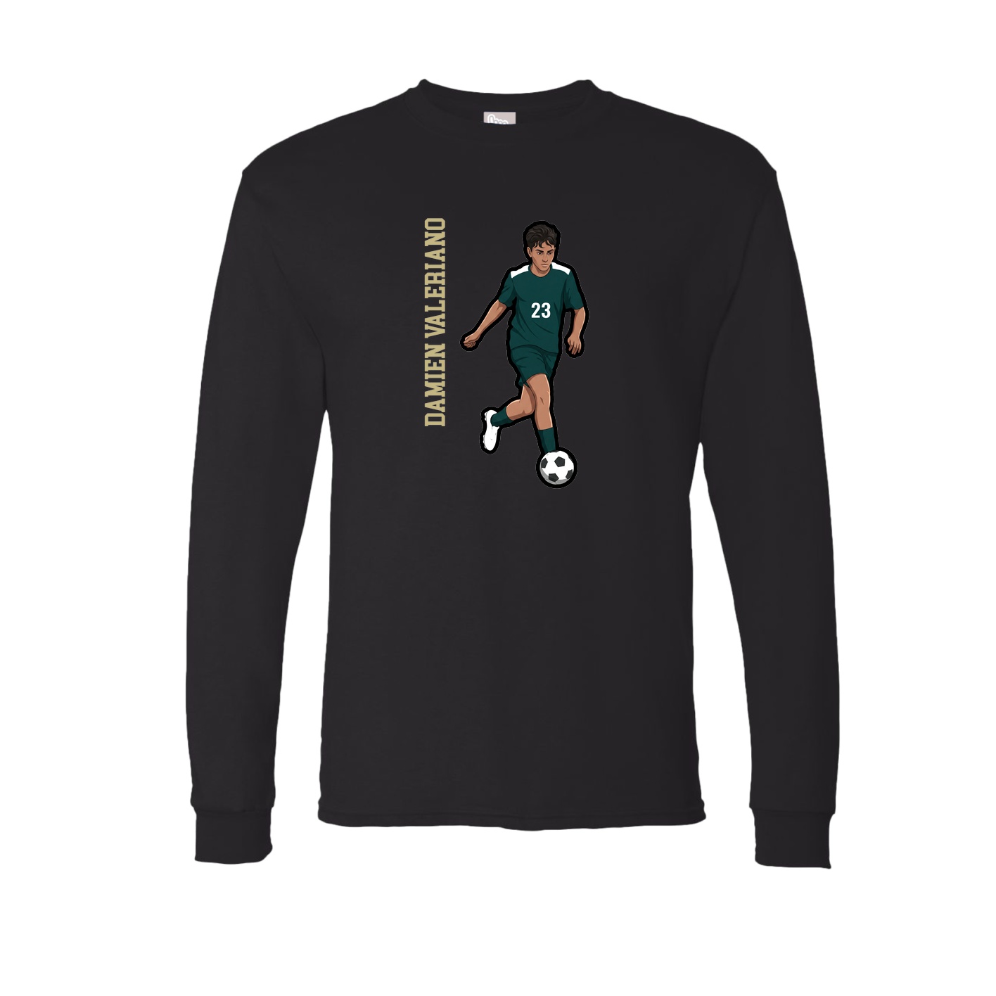 Long Sleeve Tee — Name Vertical in Black