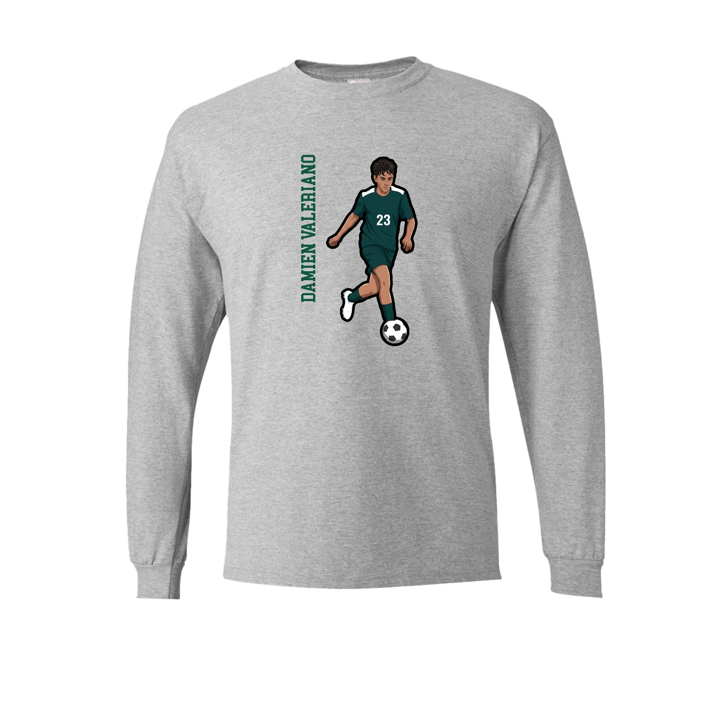 Long Sleeve Tee — Name Vertical in Grey