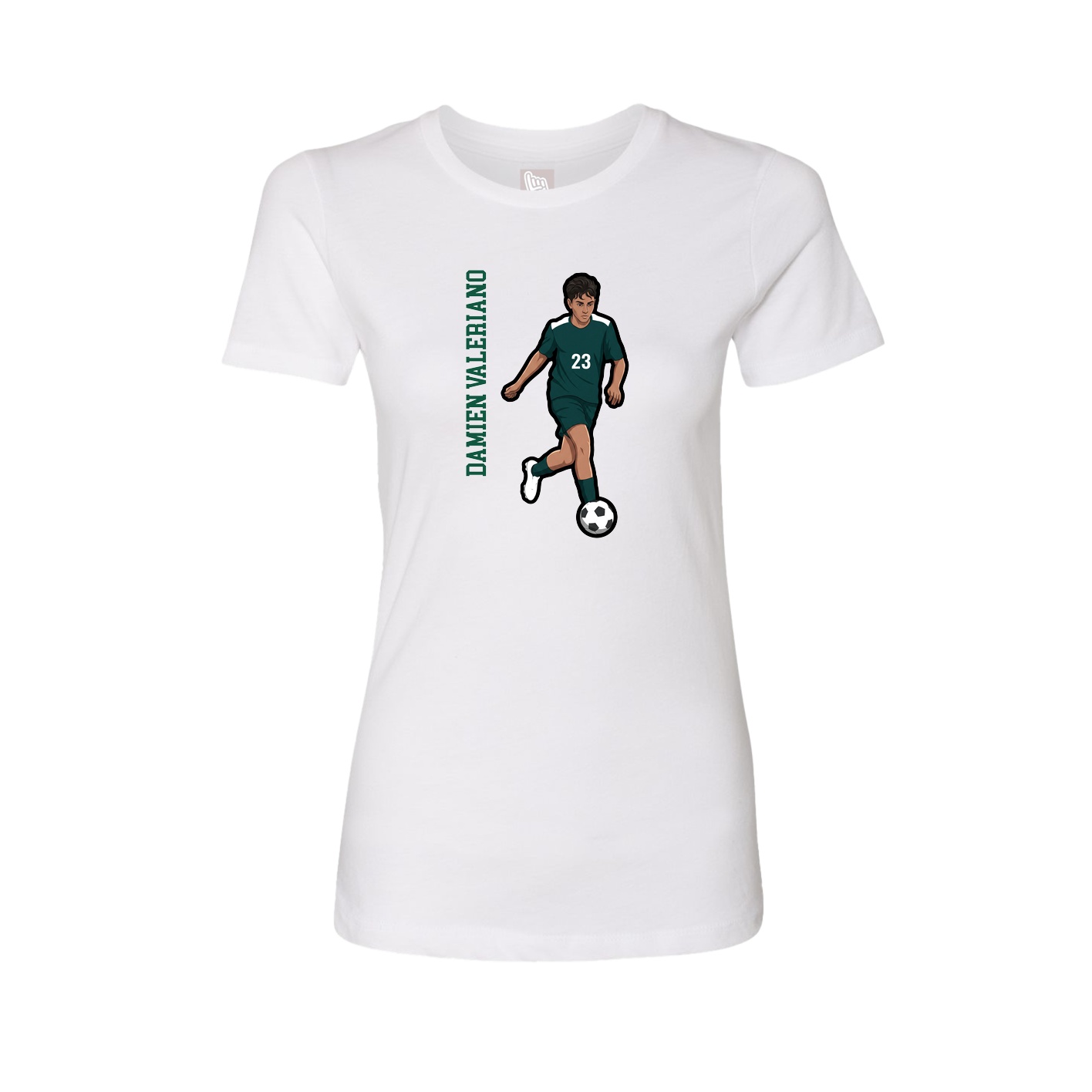 Womens Tee — Name Vertical in White