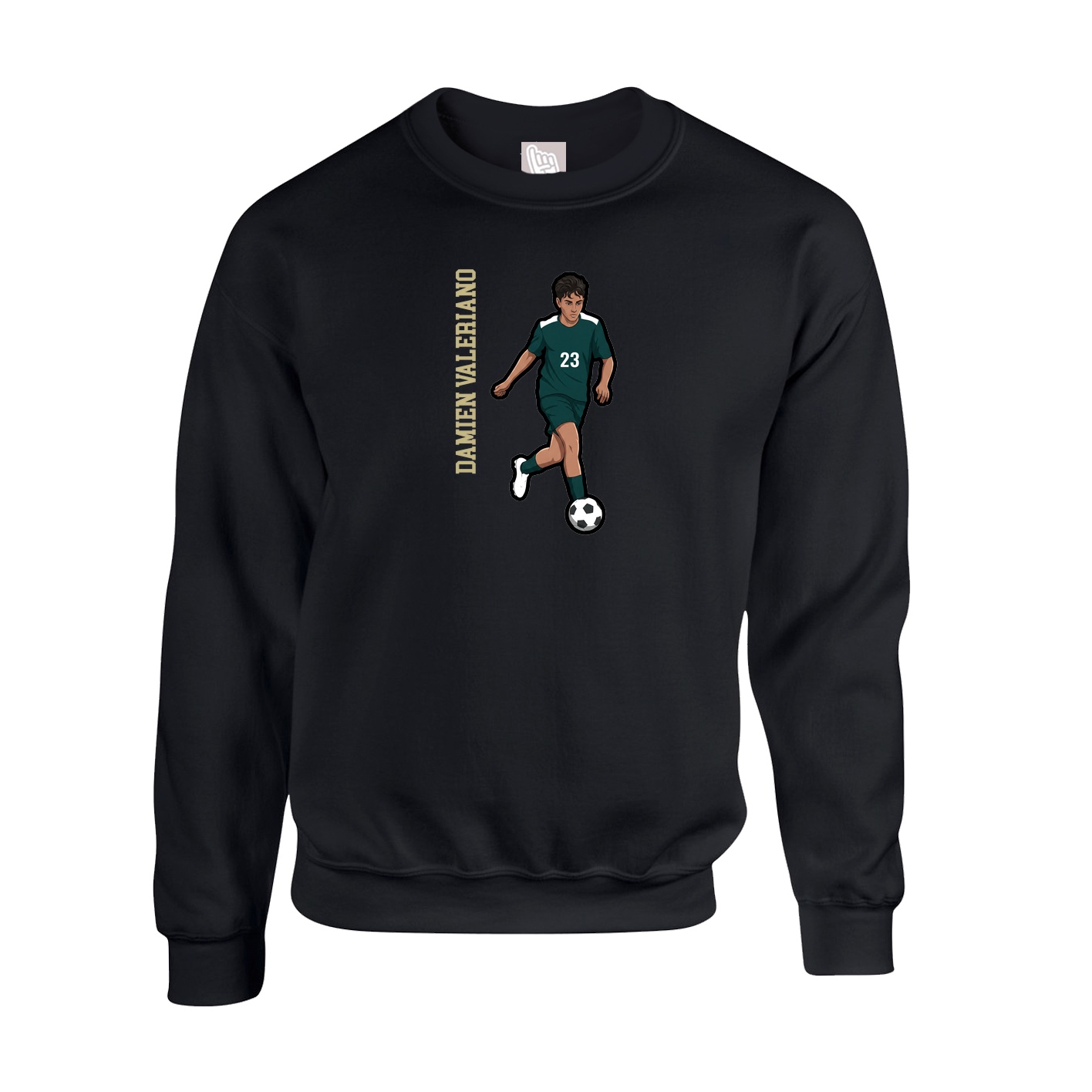 Fleece Crew — Name Vertical in Black