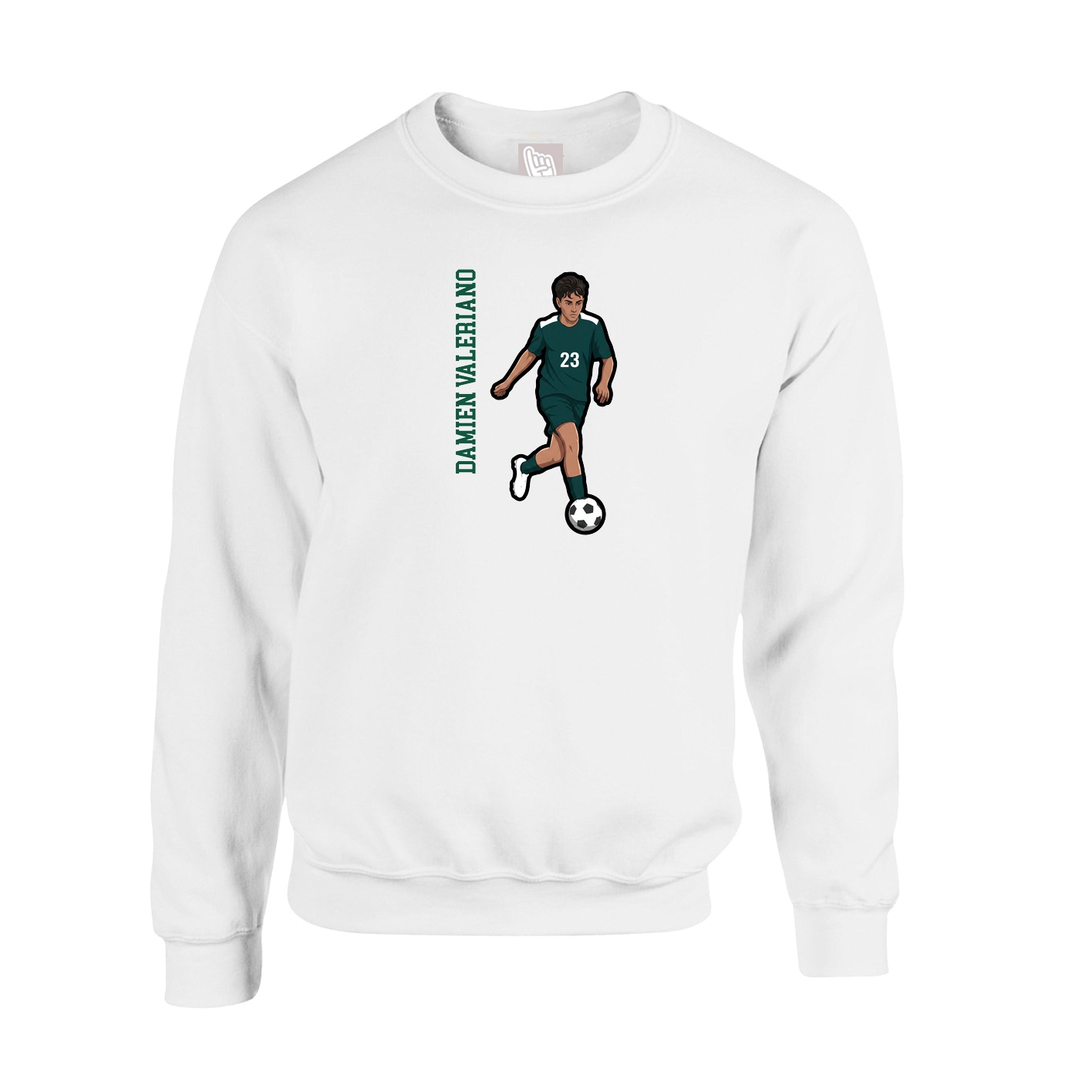 Fleece Crew — Name Vertical in White